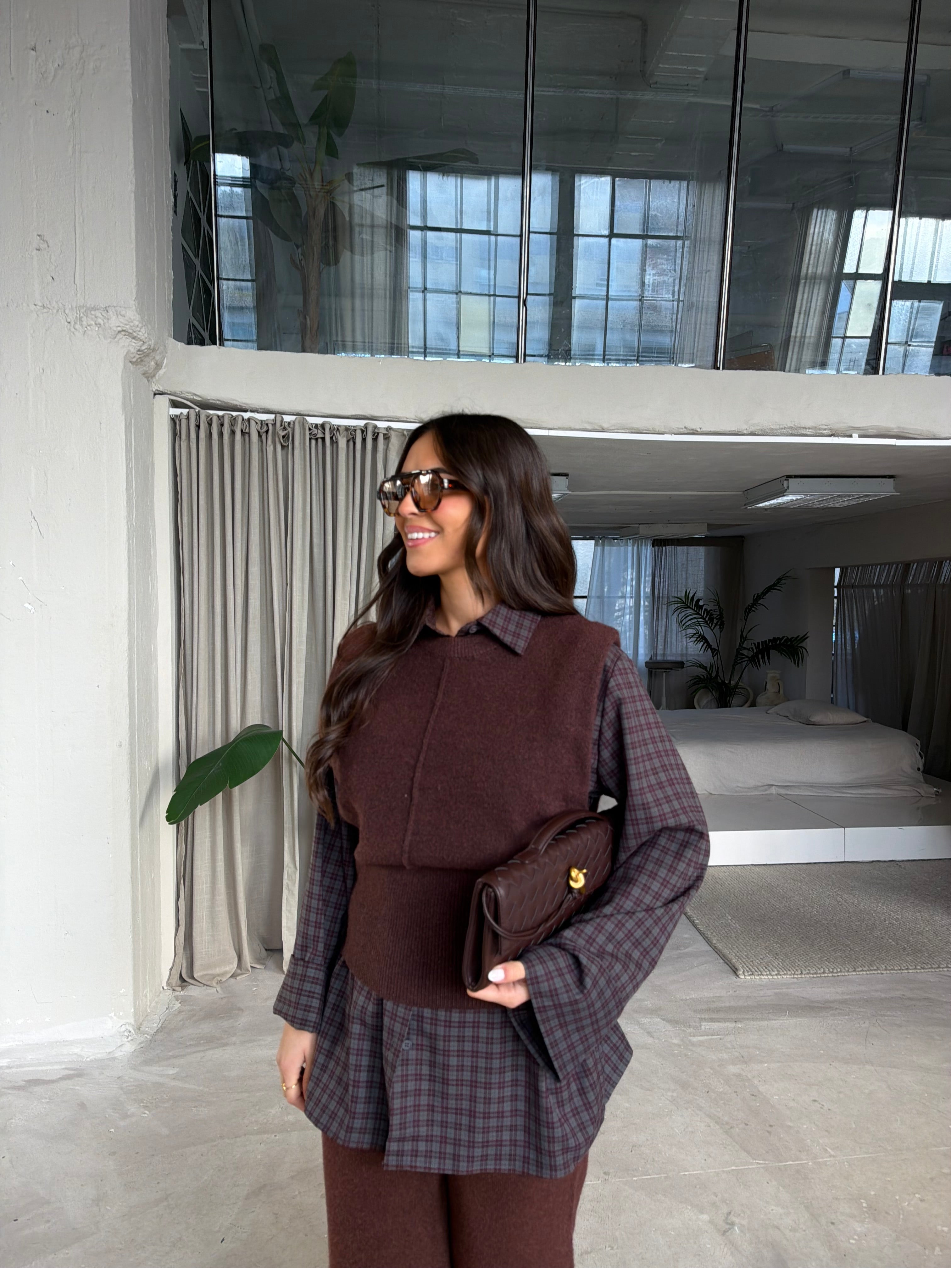 Chemise MINA carreaux bordeaux marron (885)