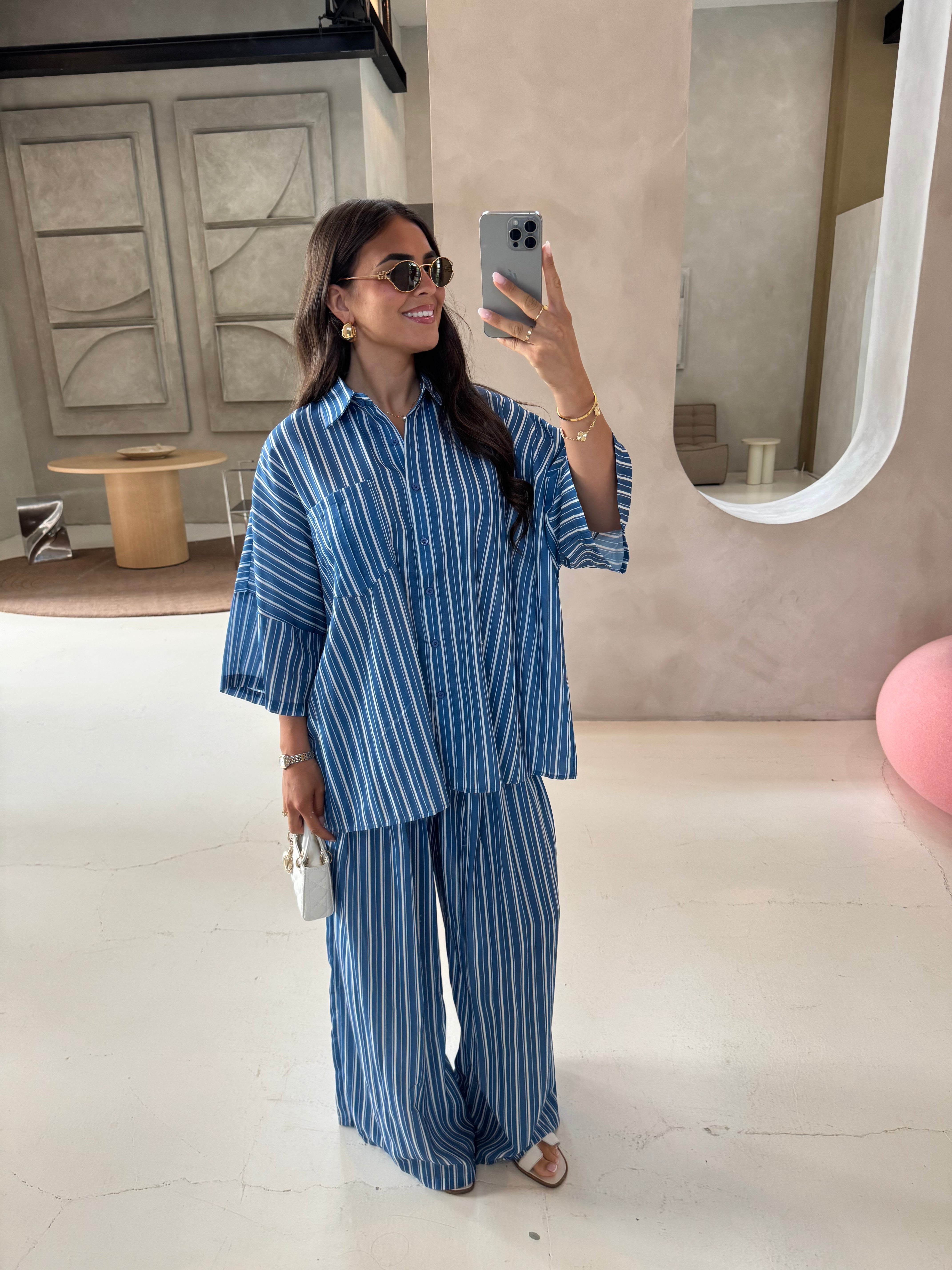 Ensemble SABA rayures bleu foncé