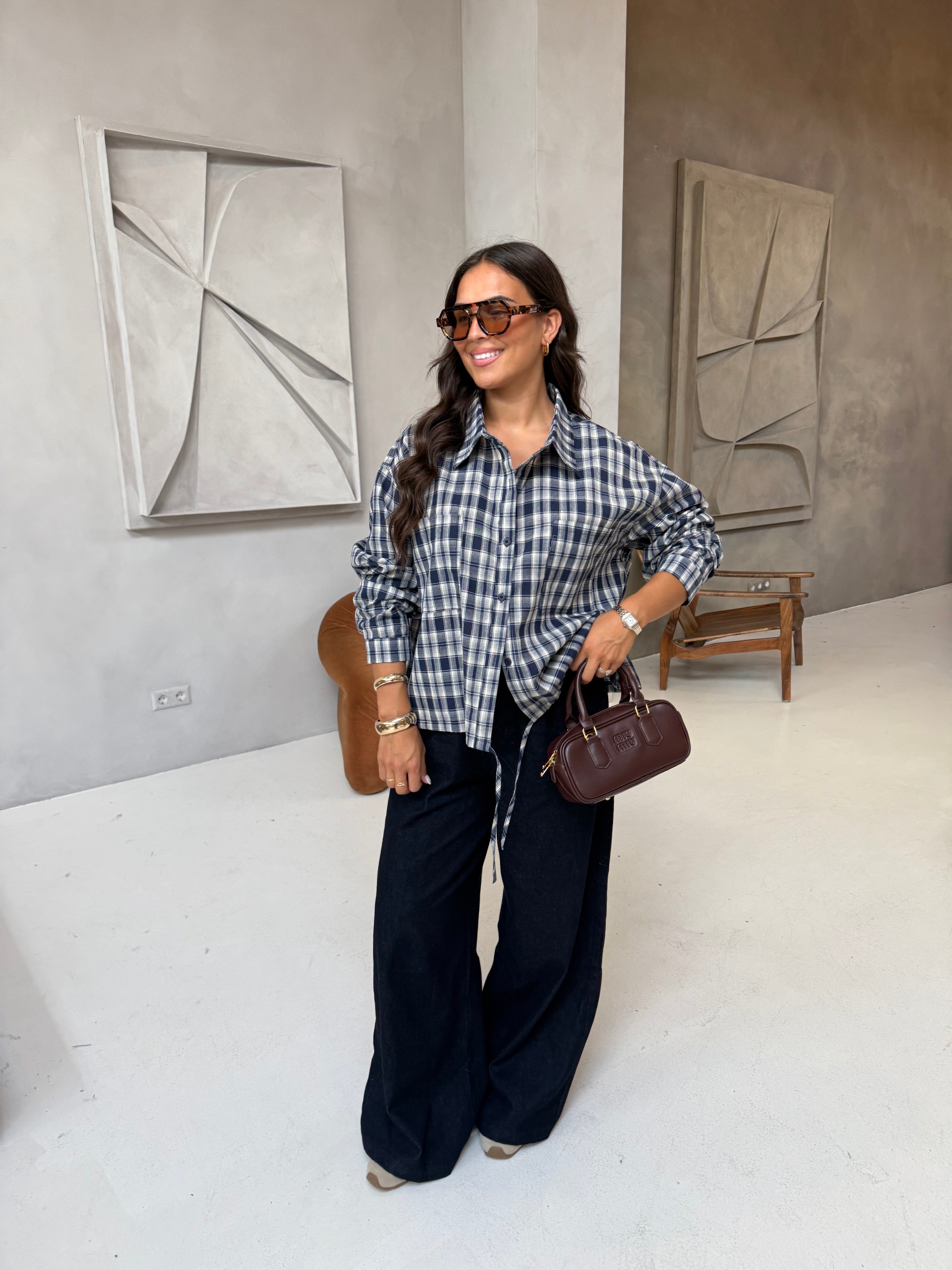 Pantalon large bleu foncé  (43072A)
