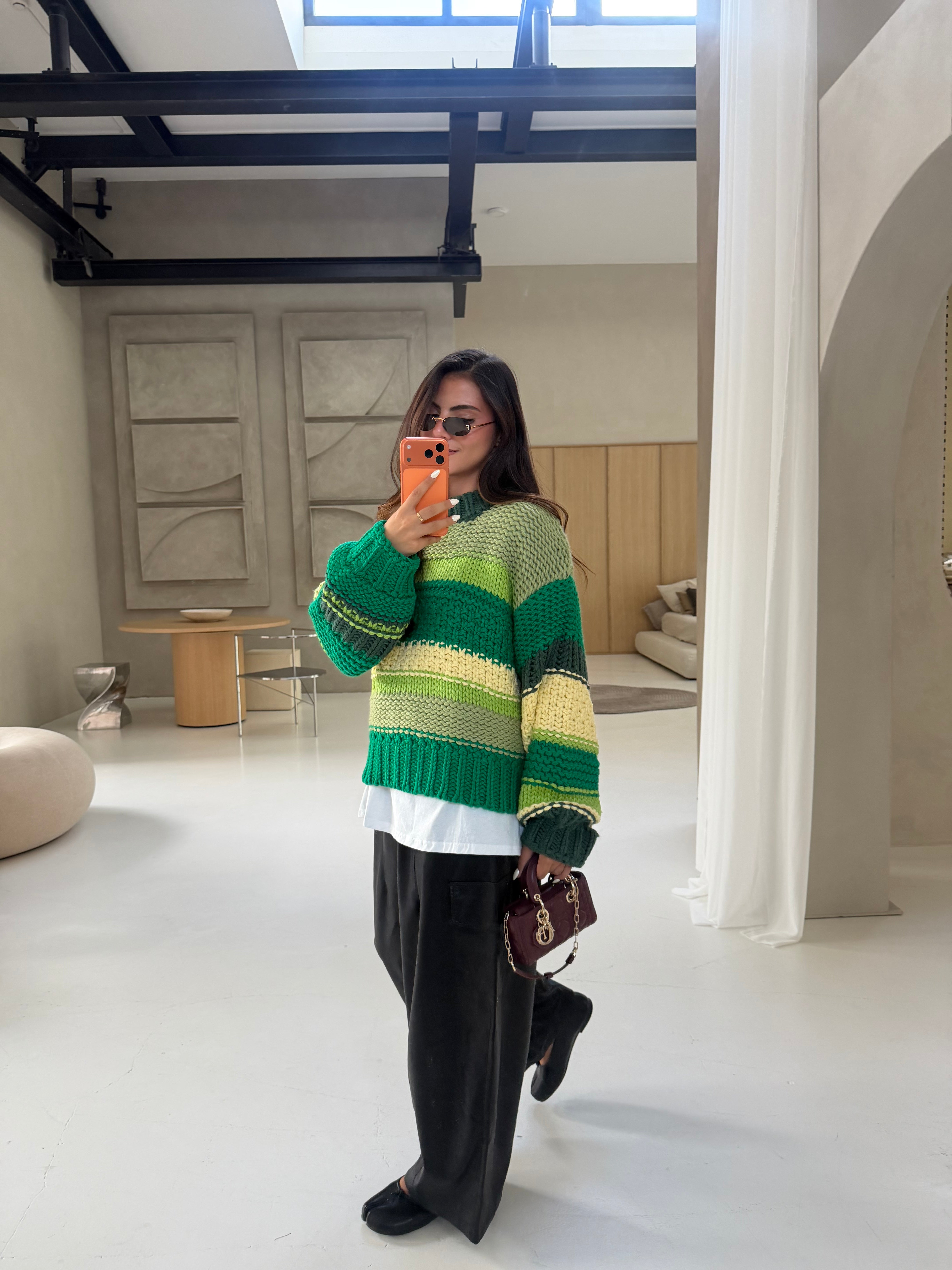Pull crochet vert