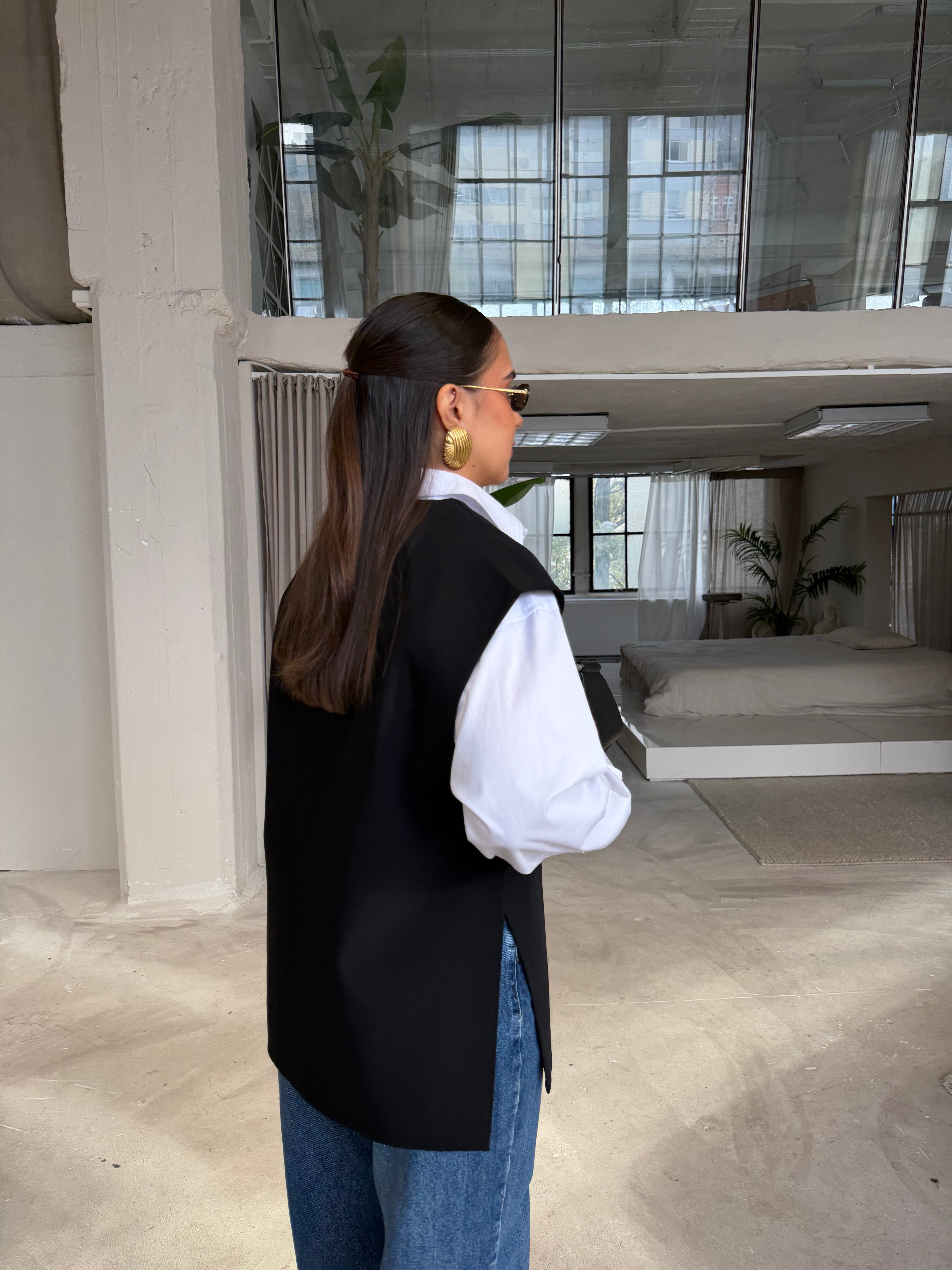 Blazer COUTURE  sans manche noir (5813)