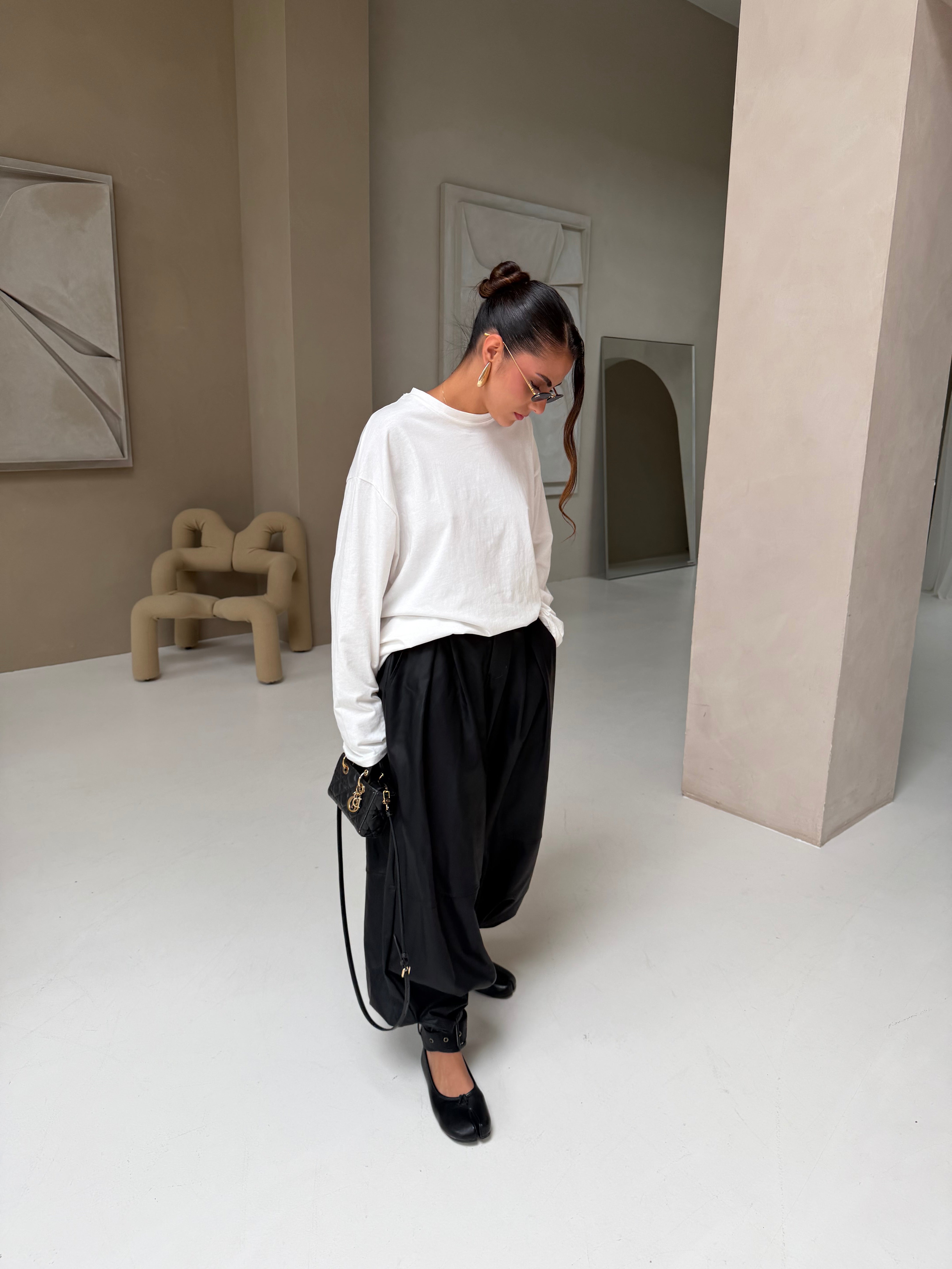 Pantalon saroual simili cuir noir (MA8613)