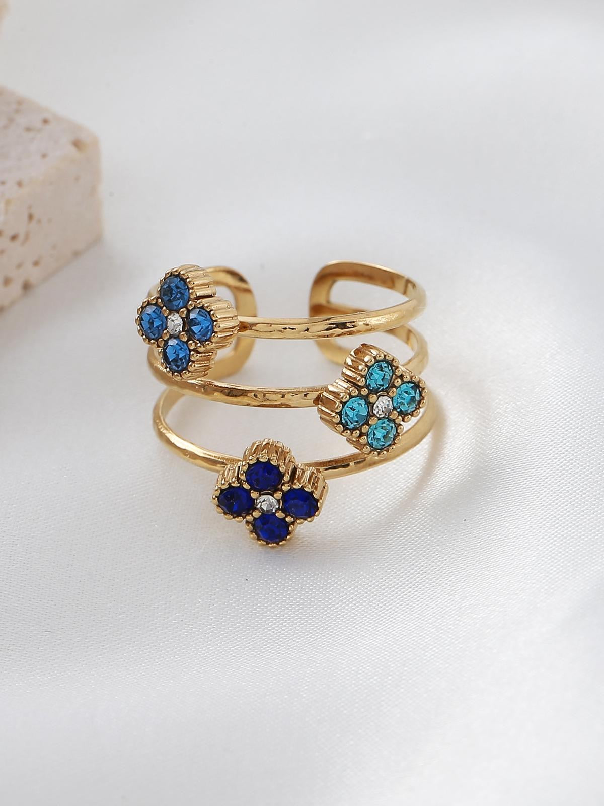 Bague SYLVIE fleur bleue (R-11011)