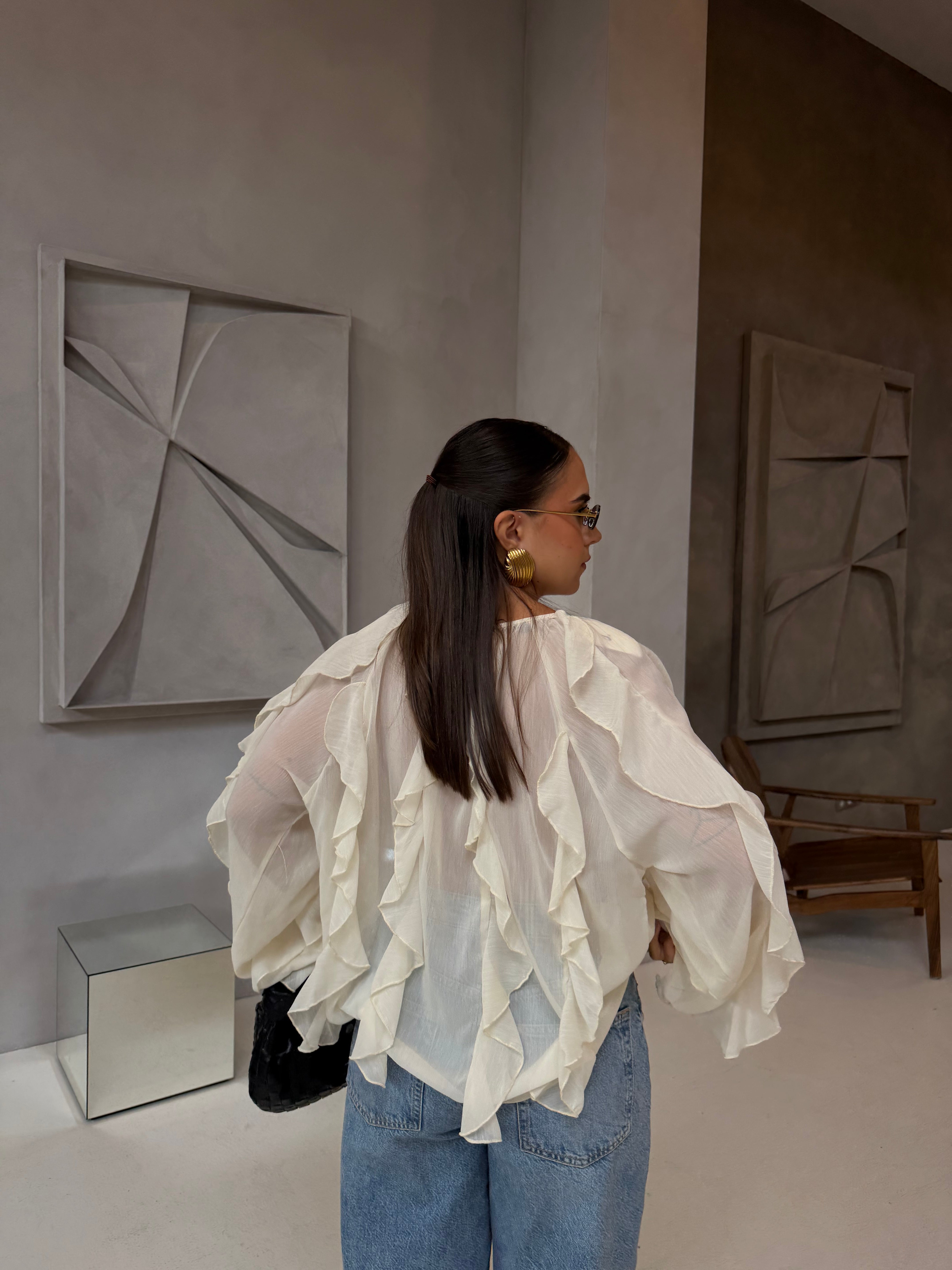 Chemise volant crème (3788)