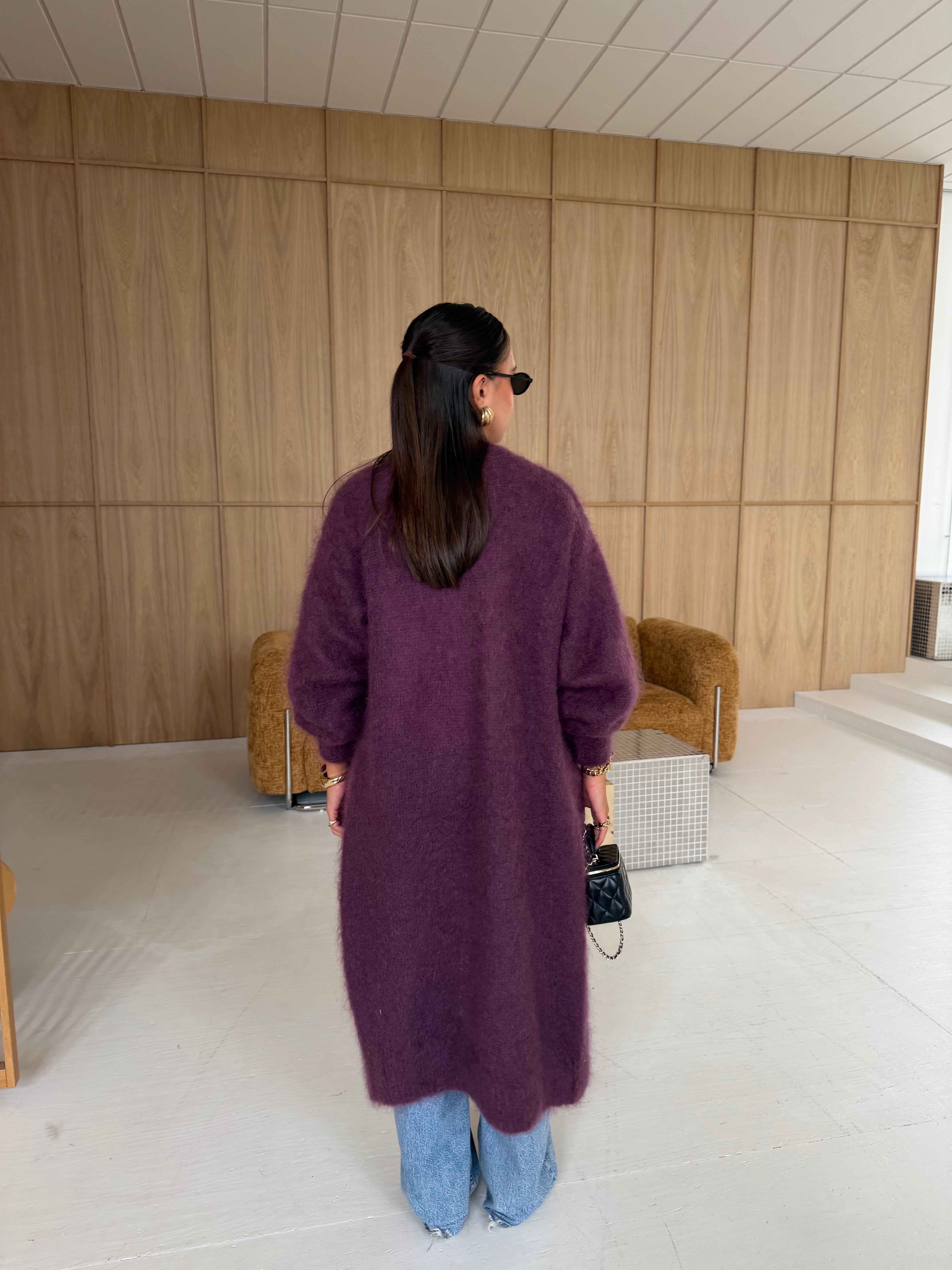 Gilet kid MOHAIR long violet   (22313)