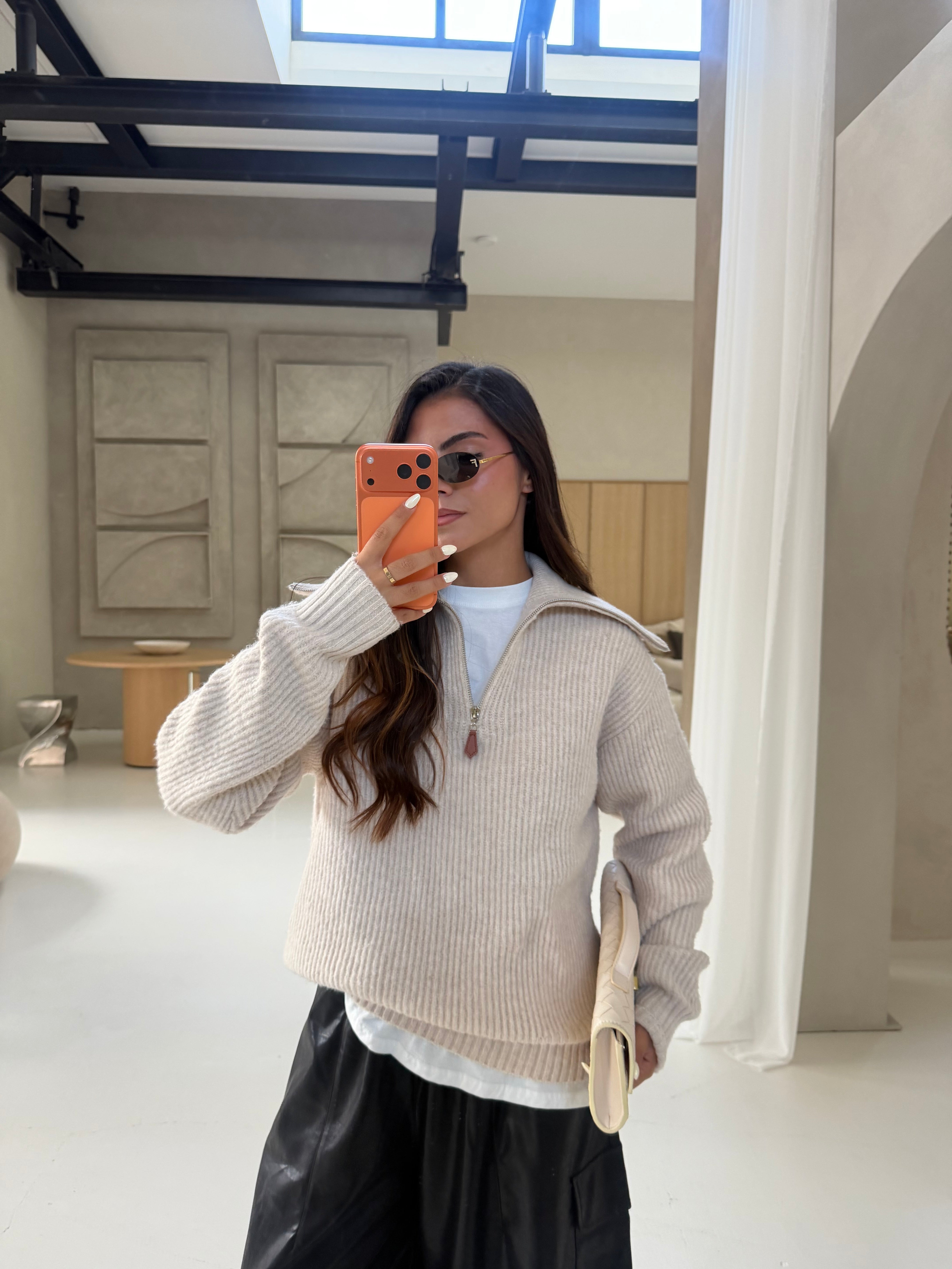 Pull zip crème (FLP097)