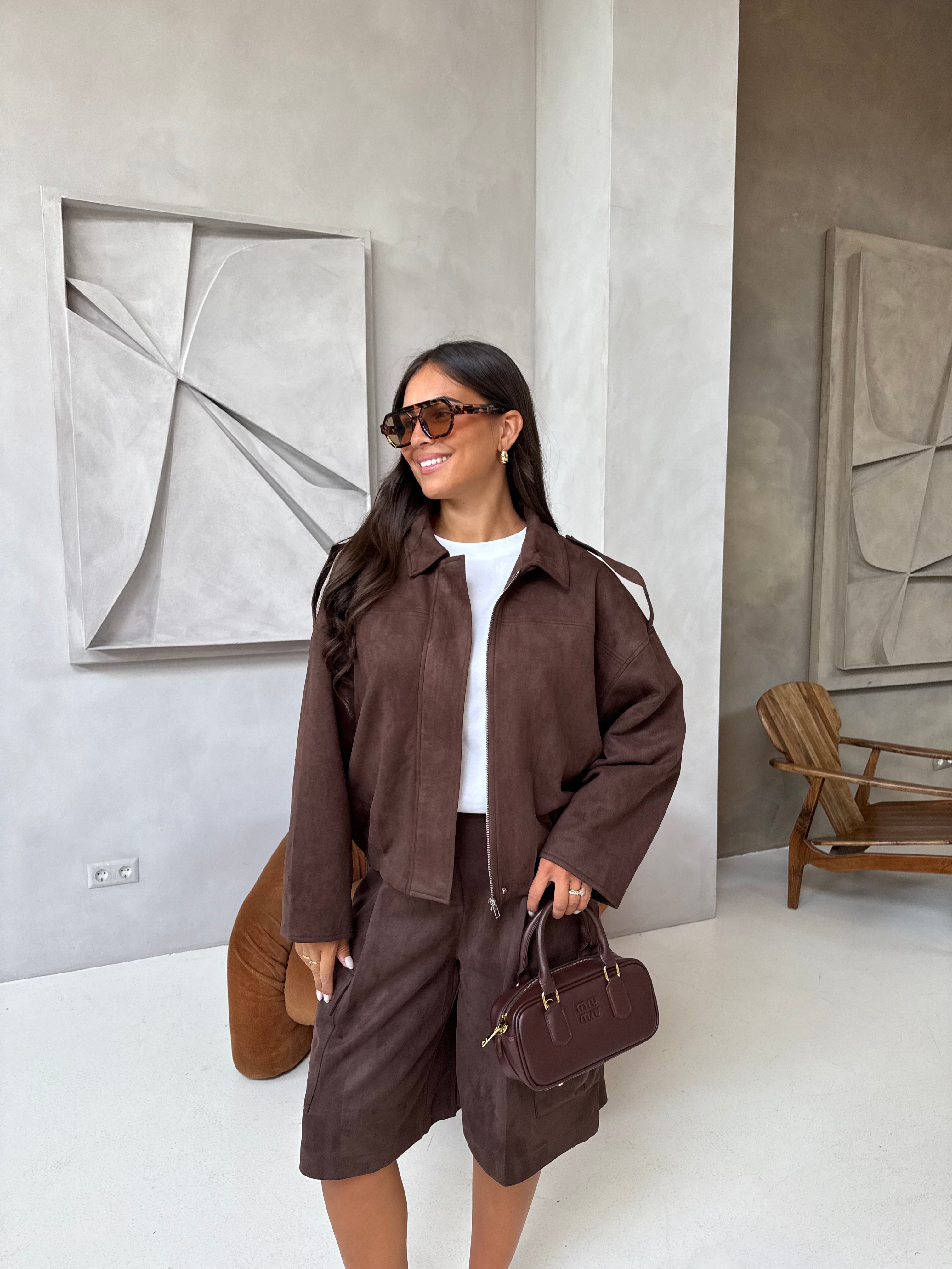 Veste LEANE courte marron (w25218)