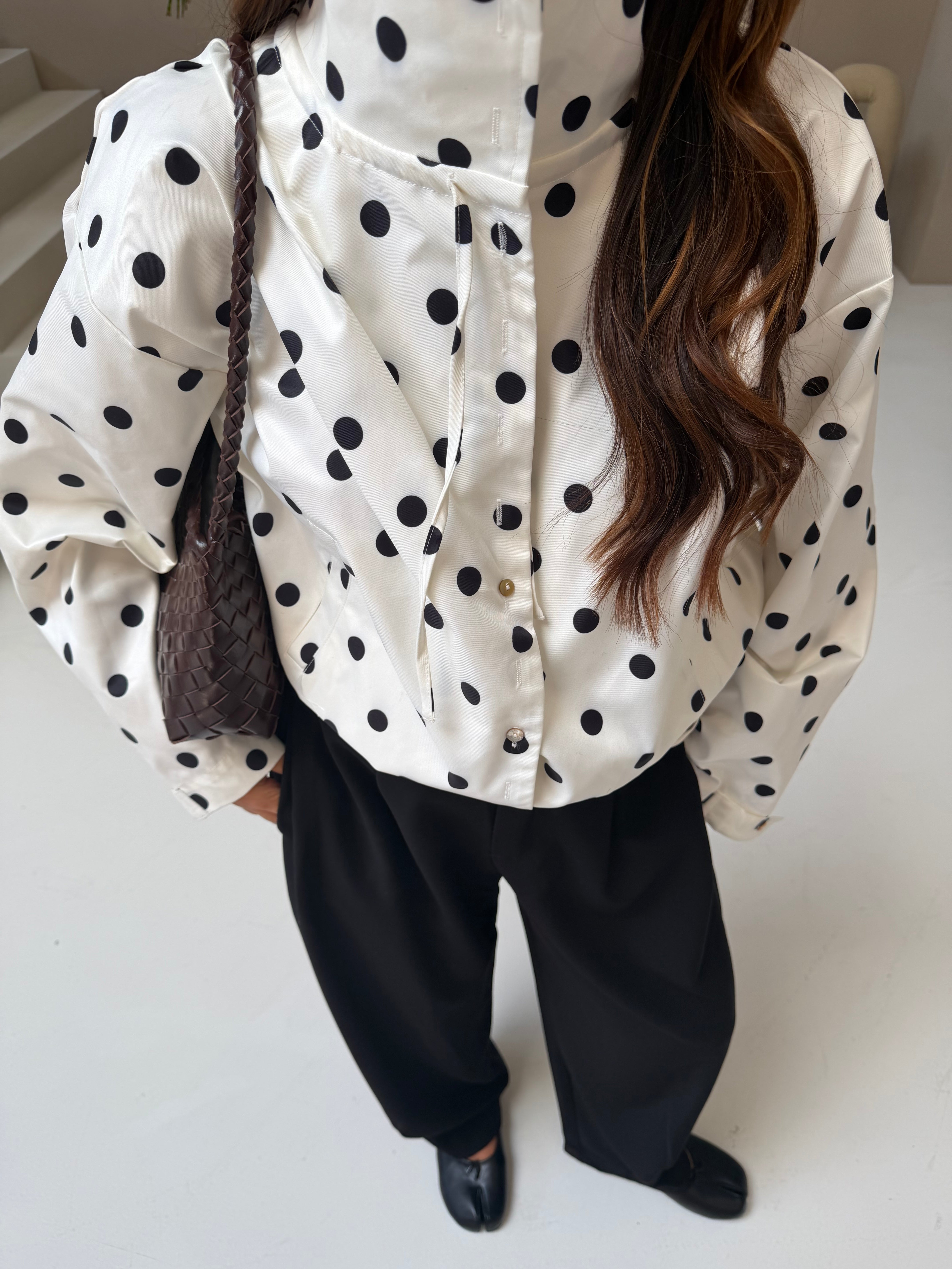 Veste POIS blanche et noire (GI7226)