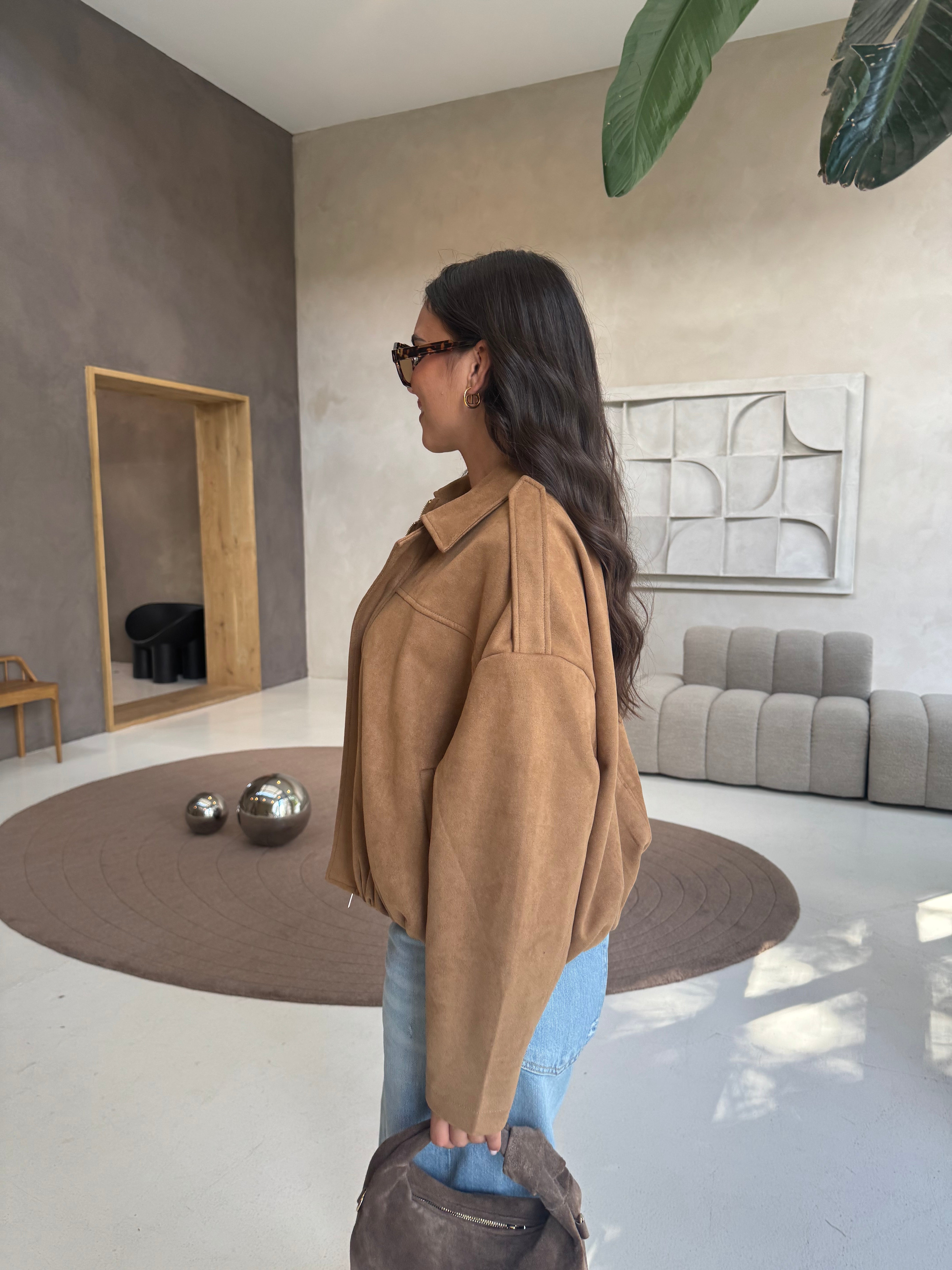 Bomber MELANY effet daim camel (8788)