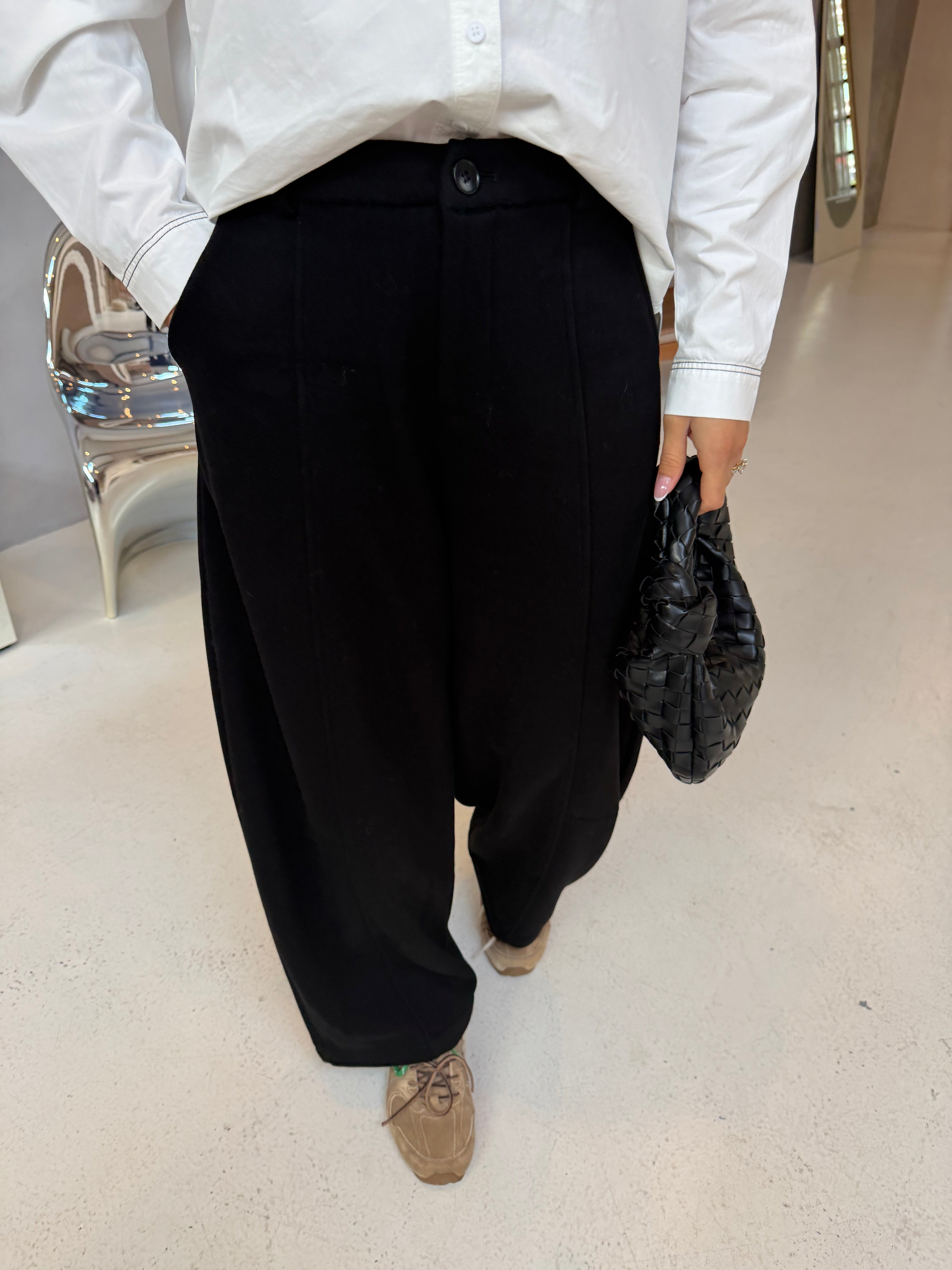 Pantalon effet laine noir (MA8897)