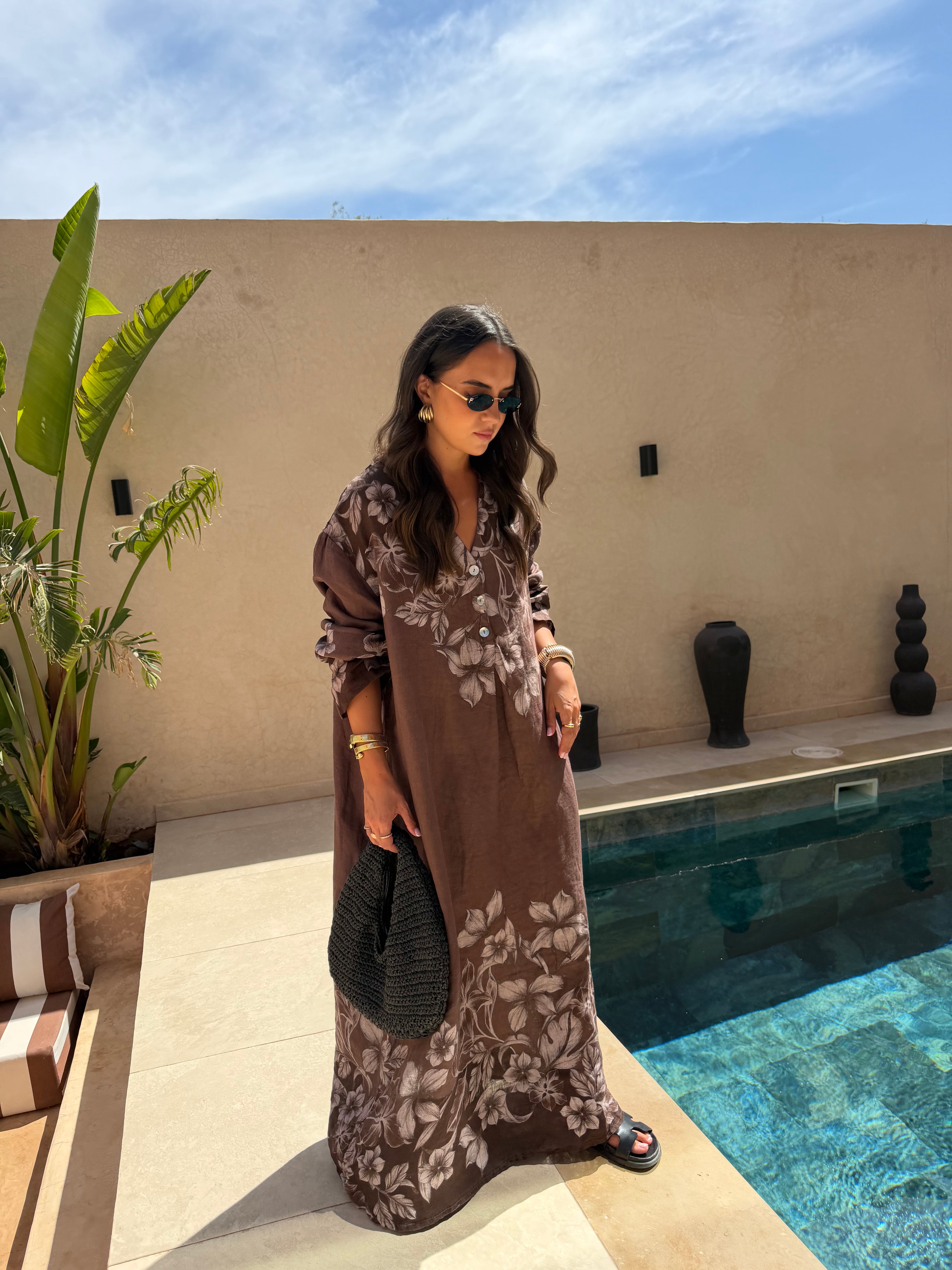Robe lin marron