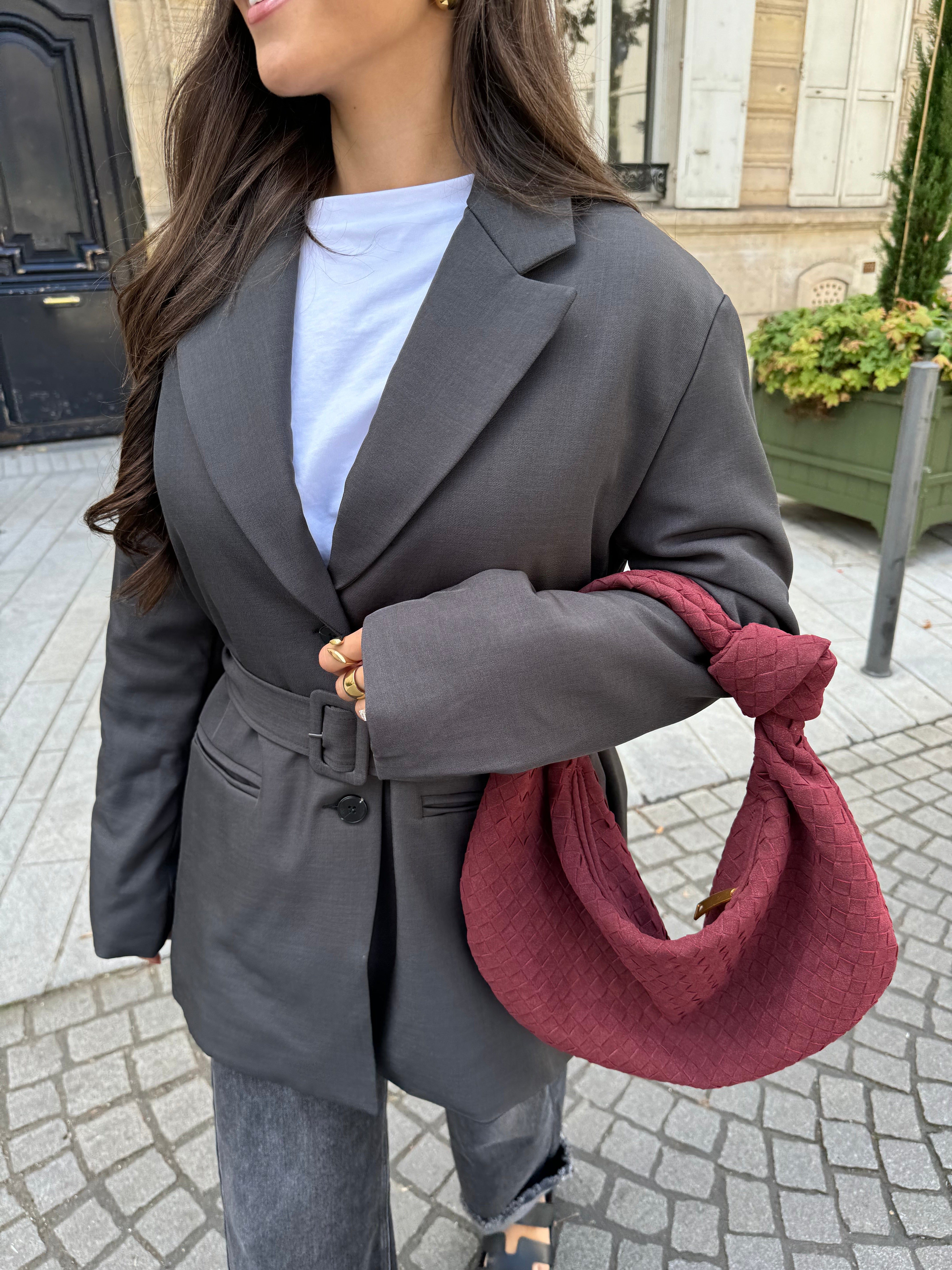 Veste blazer épais gris (8692)