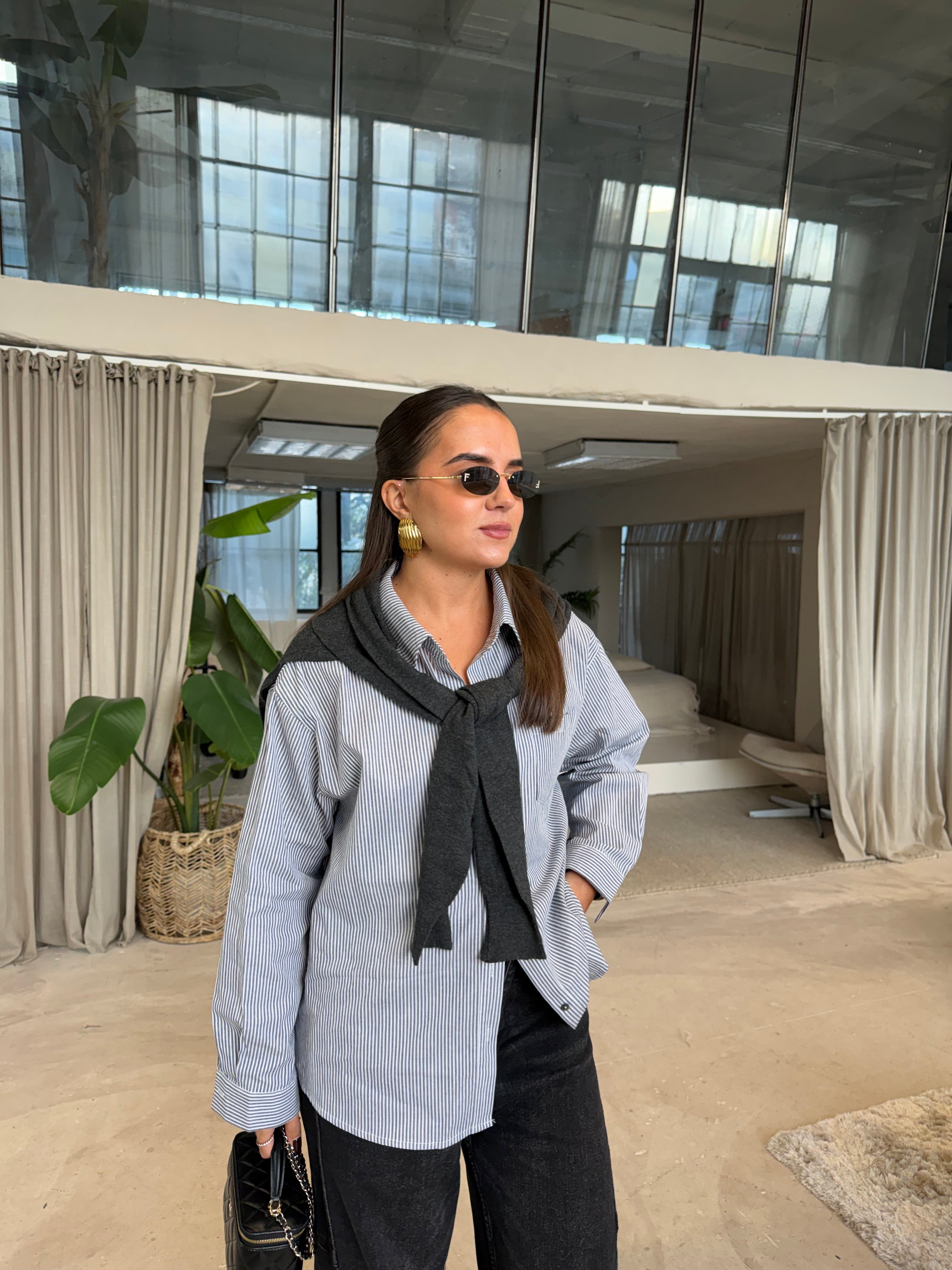 Chemise pull ELYS noire/grise (MA3381)