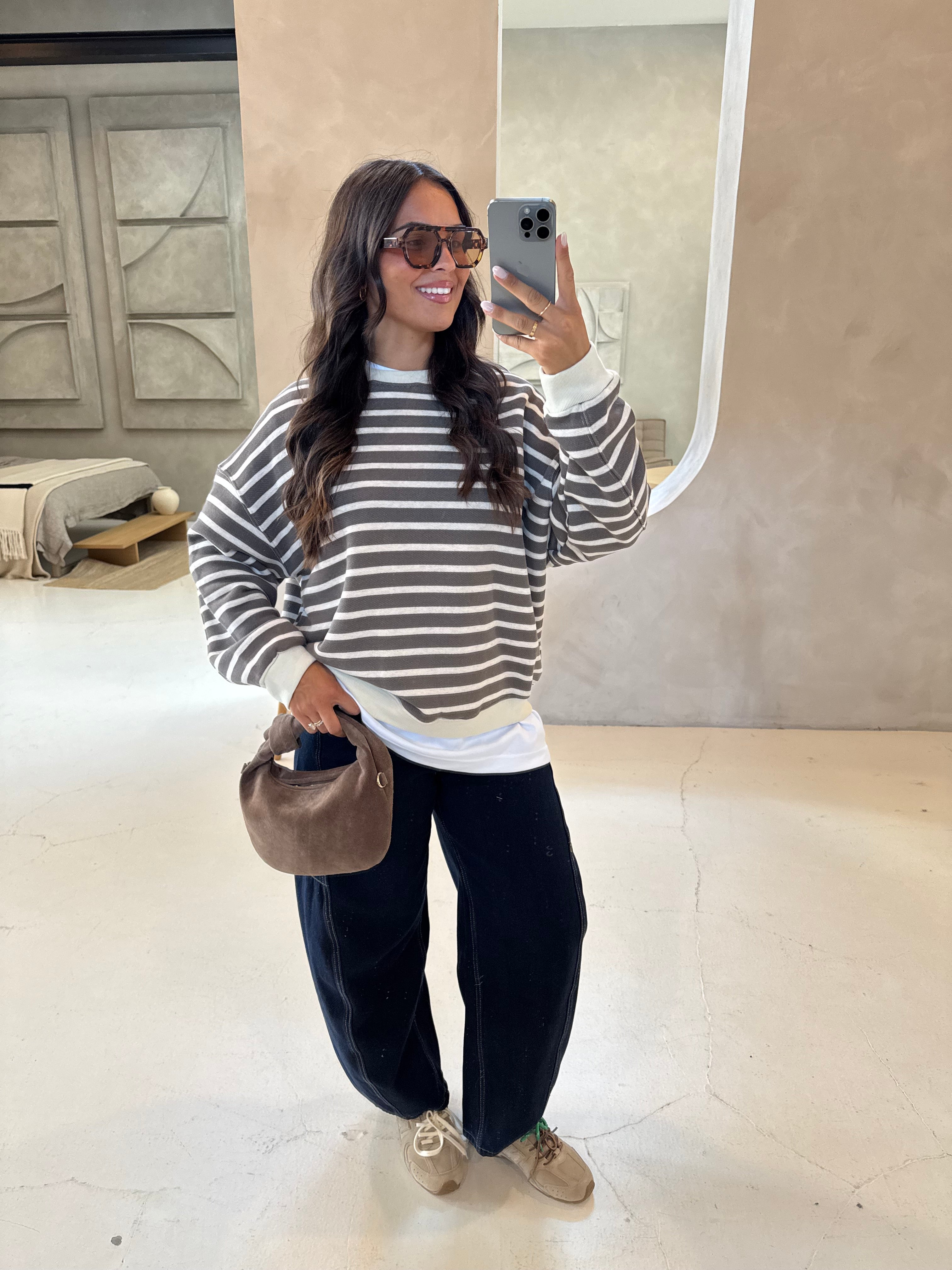 Pull kelly rayures taupe (46034A)
