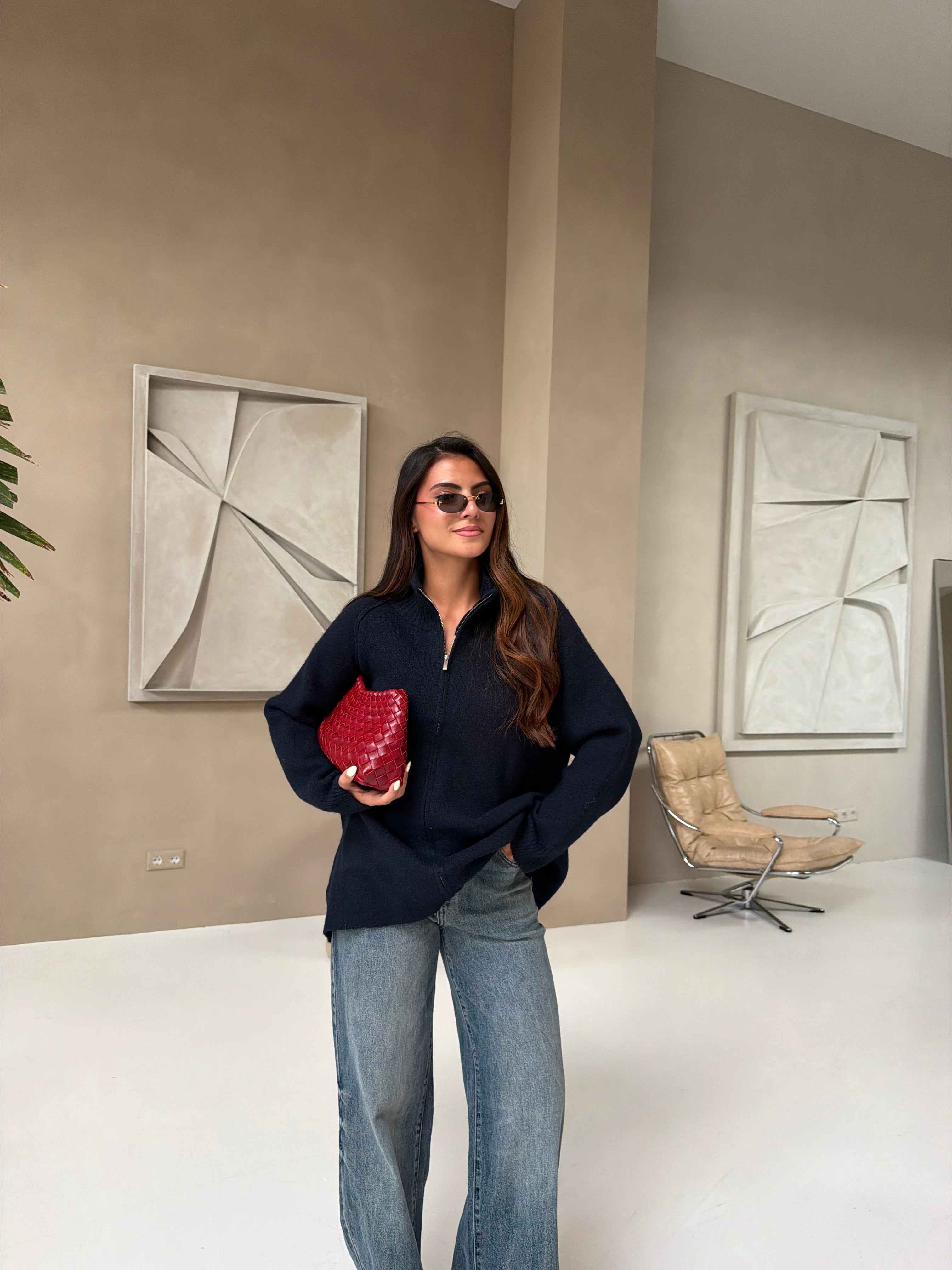 Gilet à zip UNI bleu marine (LC427)