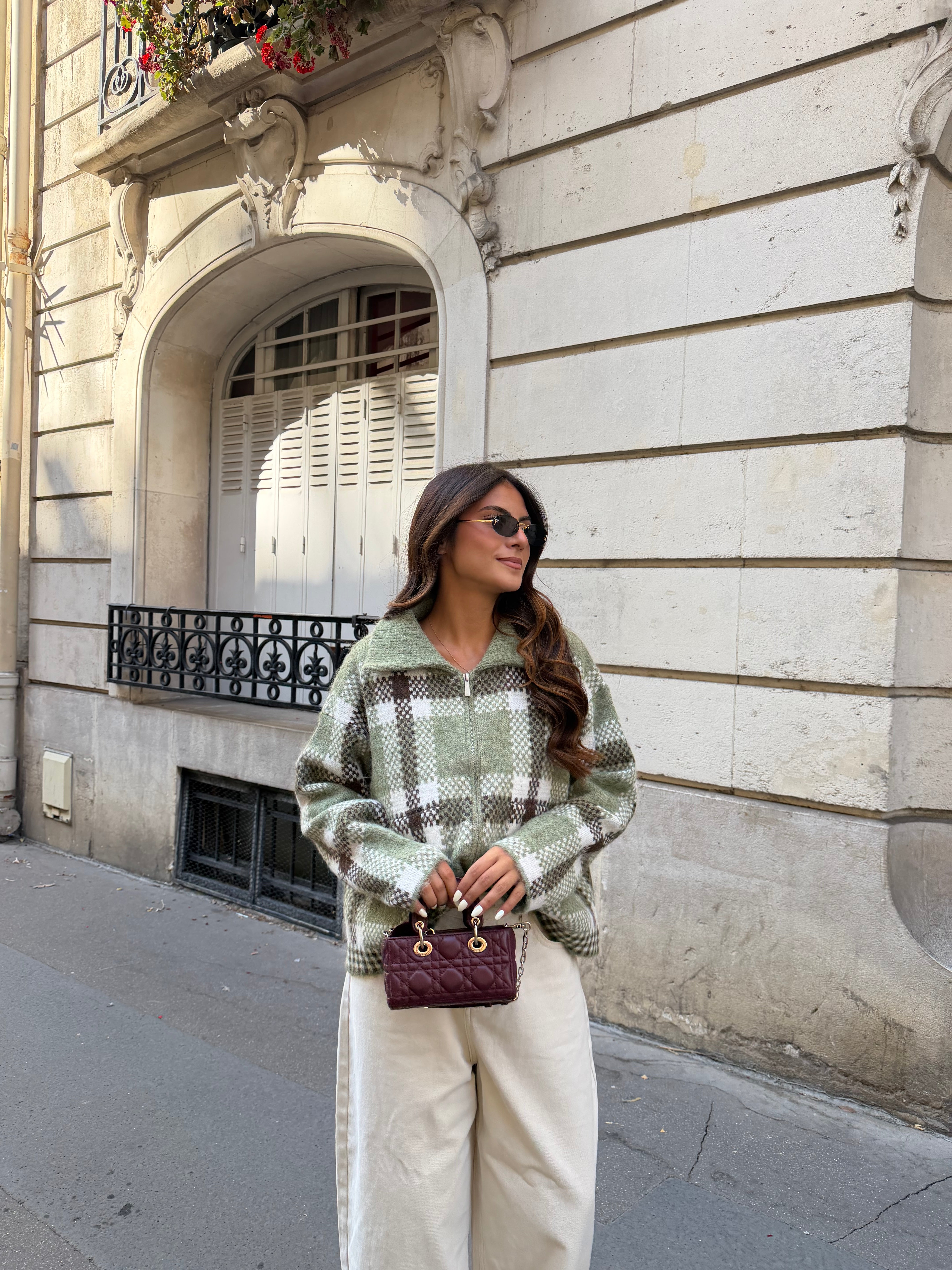 Gilet carreaux LAYA vert (2754)