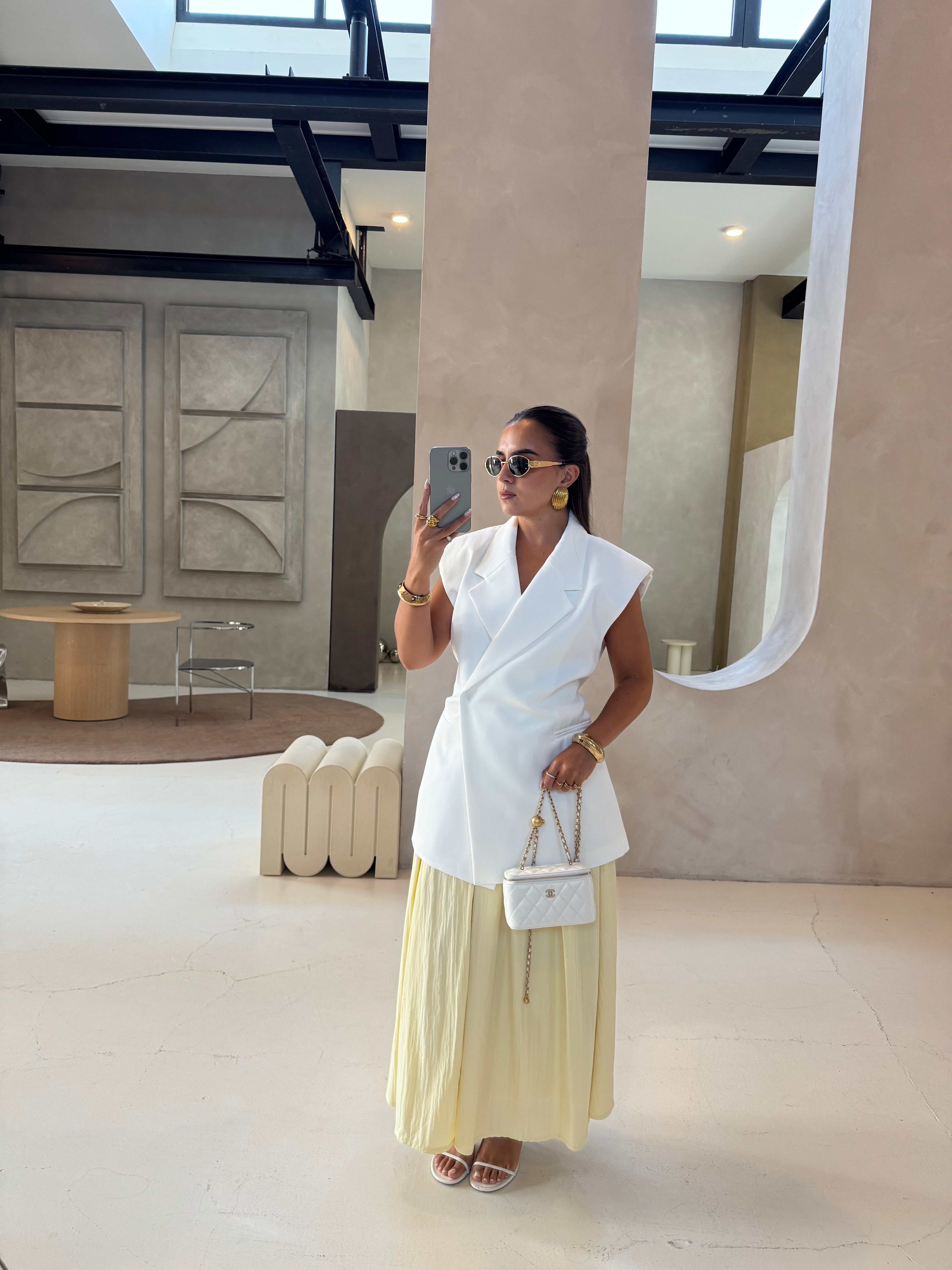 Blazer croisé avec ficelle blanc (W25223)