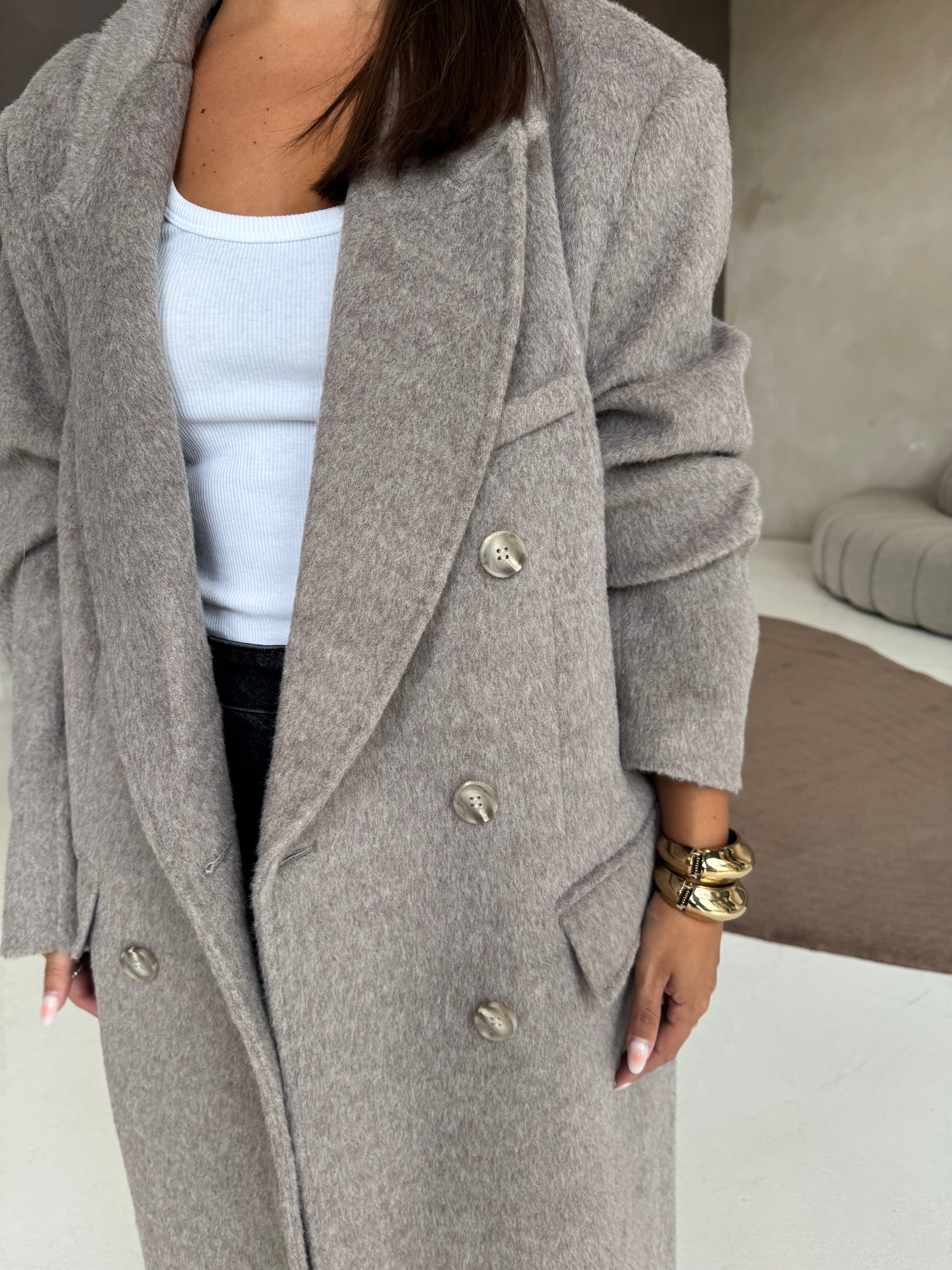 Manteau ZANA long taupe (W24768)