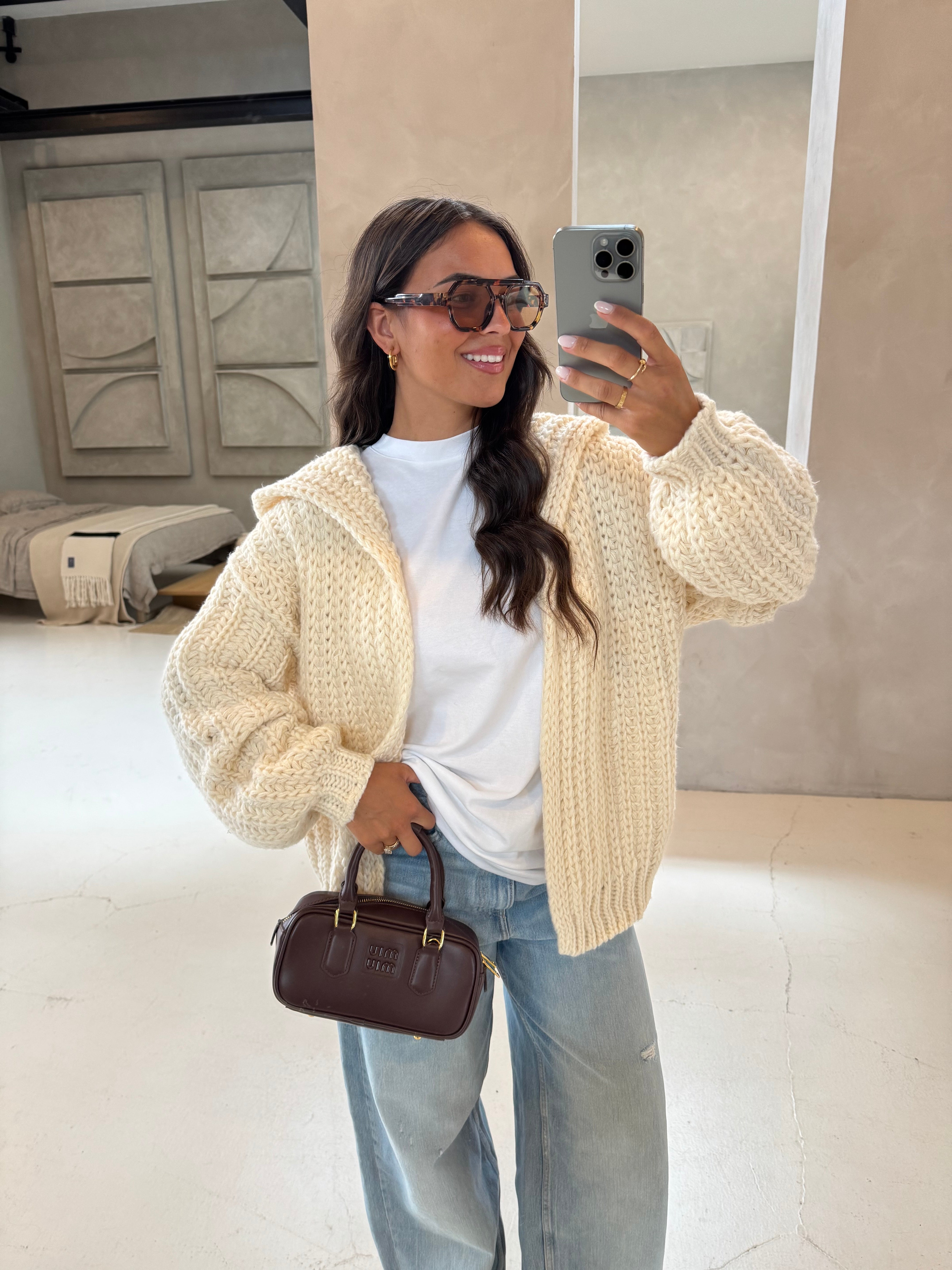 Gilet en crochet beige (5088)