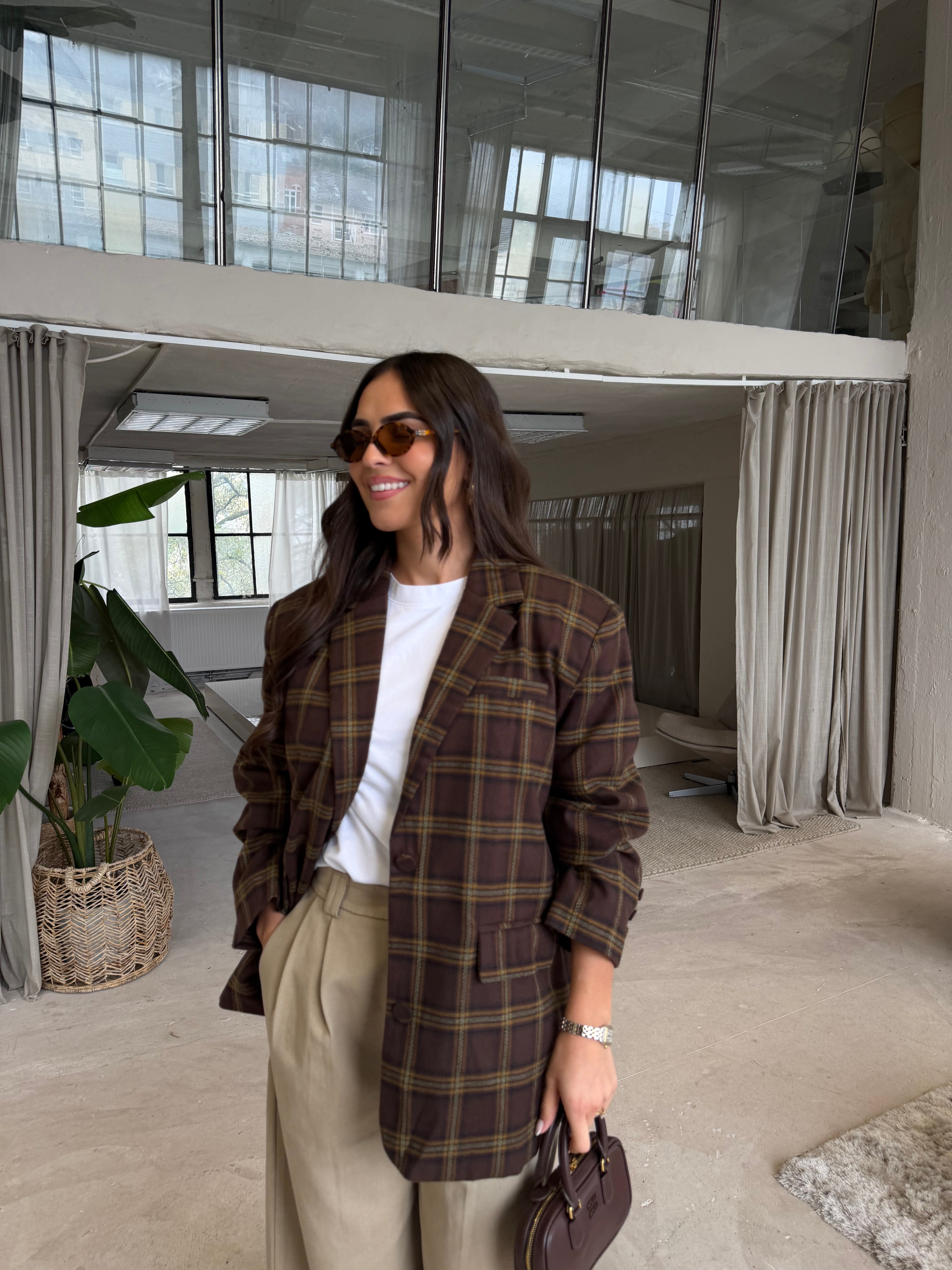 Blazer LENA carreaux marron (V6260)