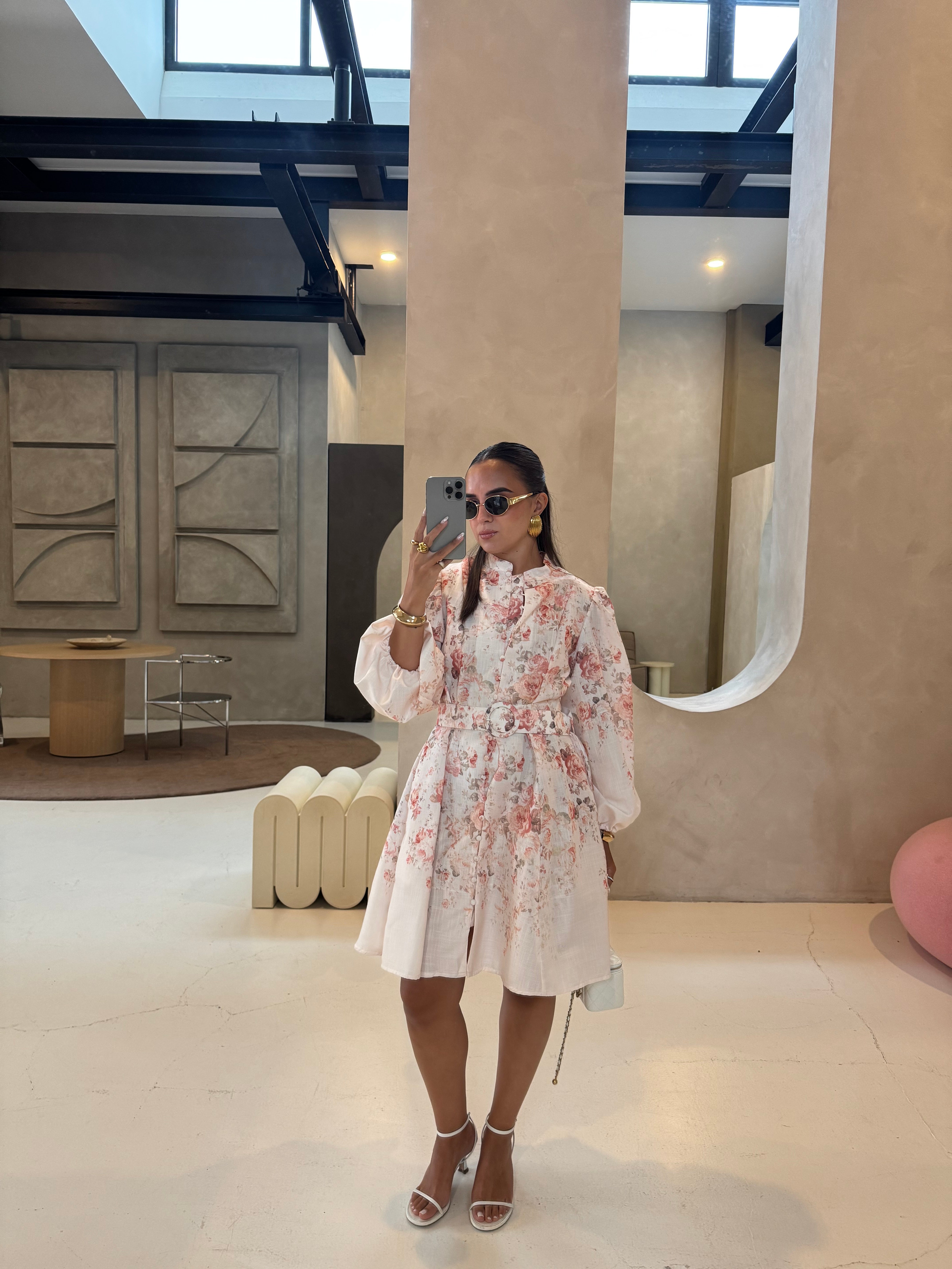 Robe LEY blanche à fleurs (R6298)