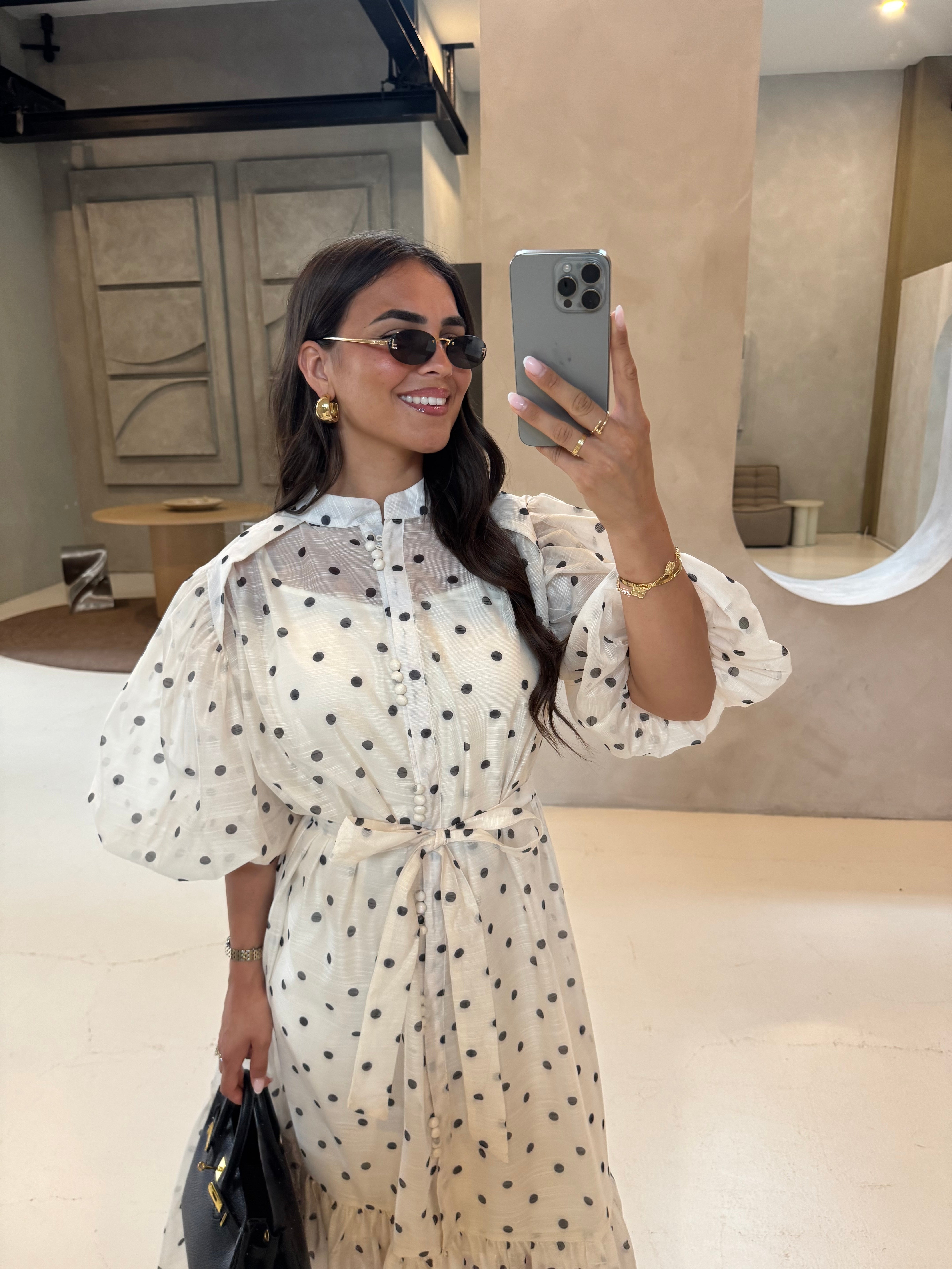 Robe MIA pois beige (R10165)