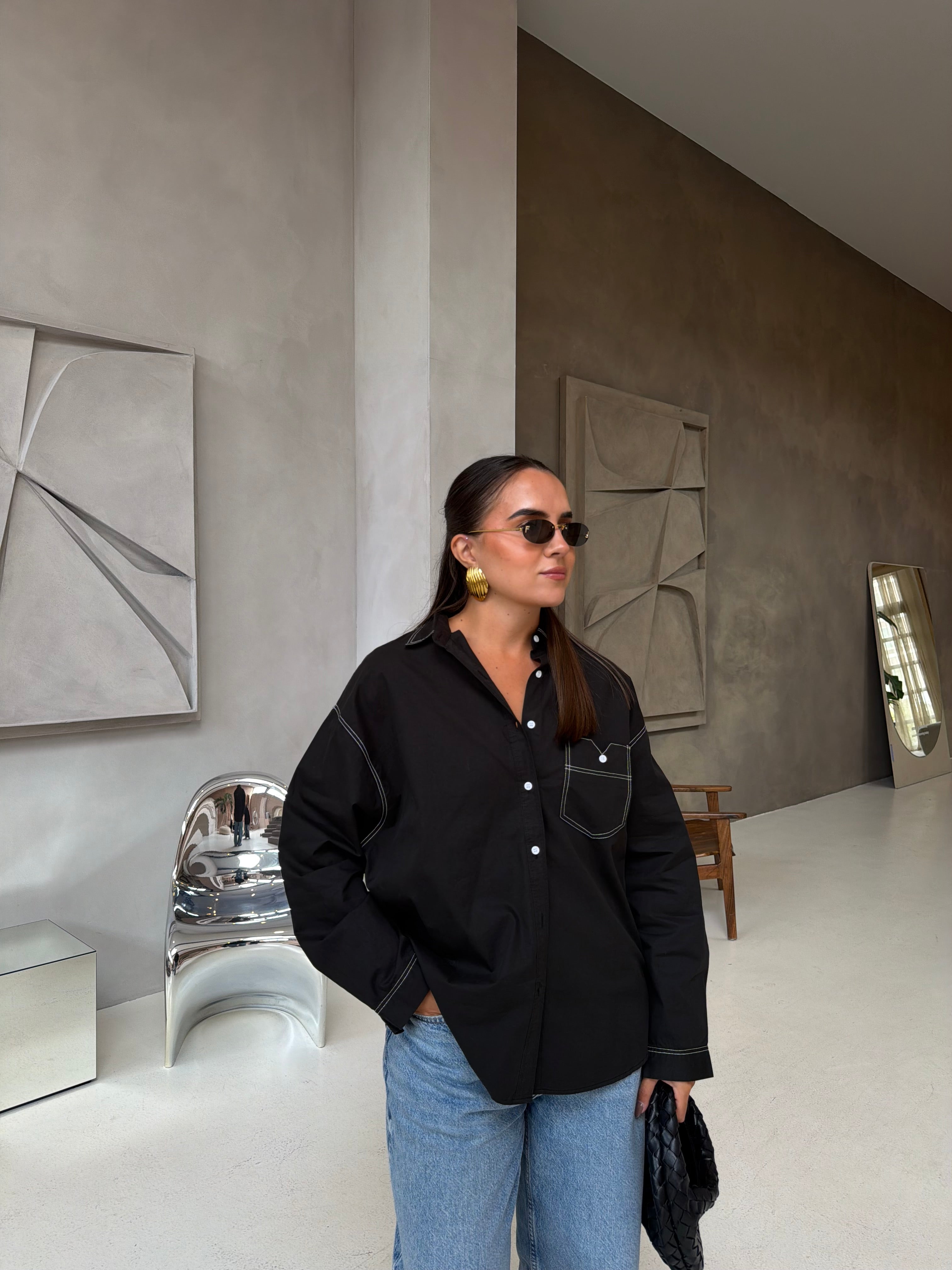 Chemise couture noire (25618)