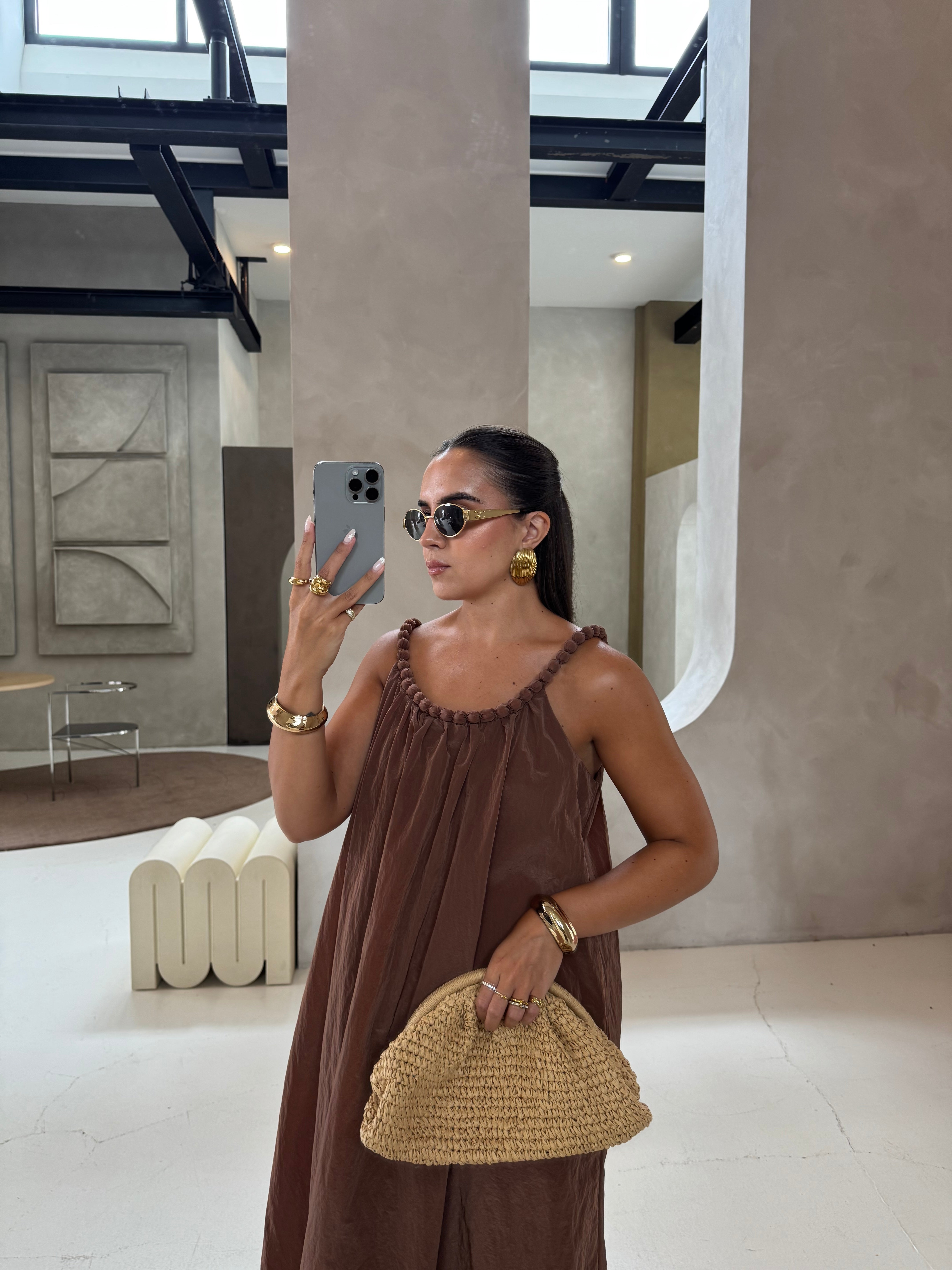 Robe ROSANA bretelle marron (SJ2511)