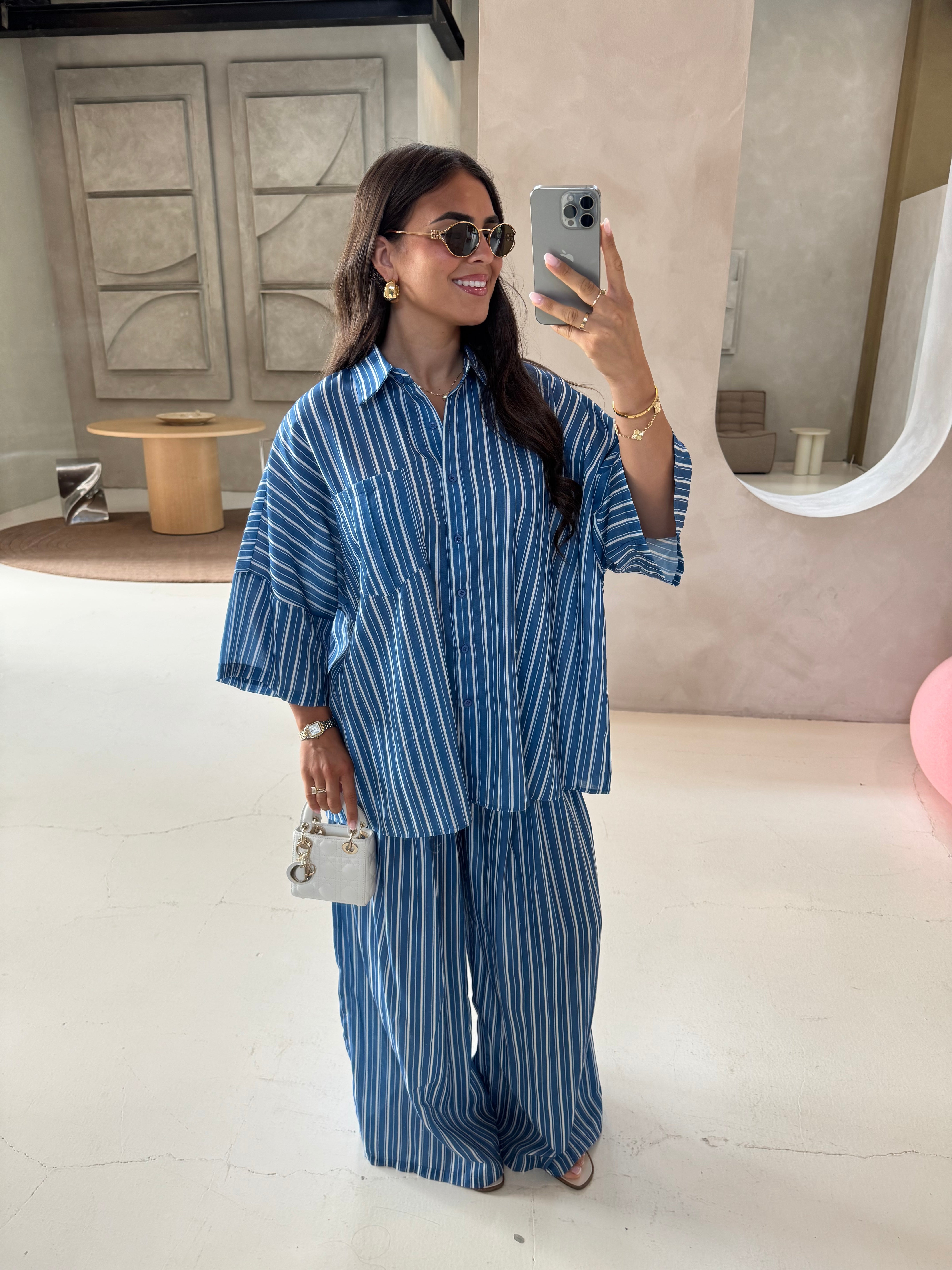 Ensemble SABA rayures bleu foncé