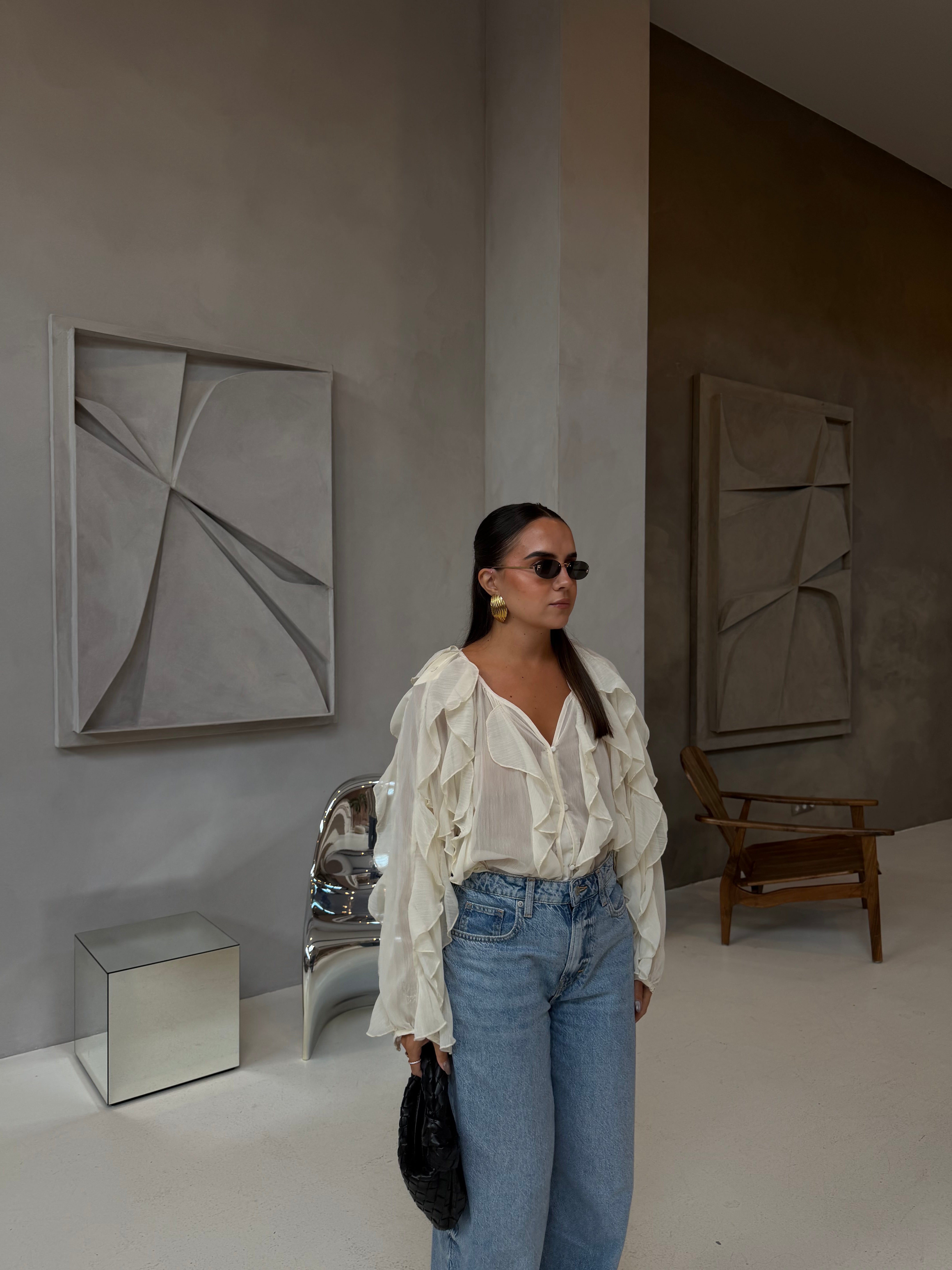 Chemise volant crème (3788)