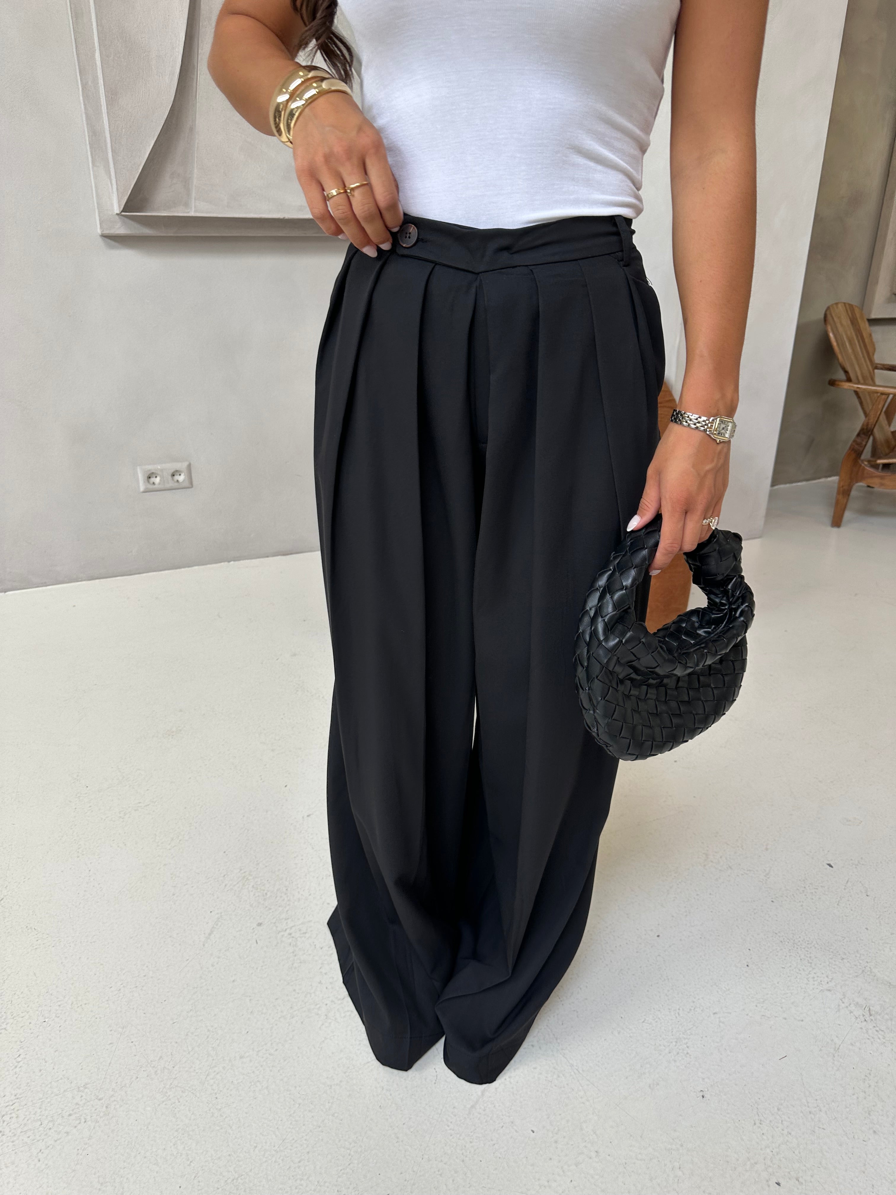 Pantalon plissé noir(JY5102)
