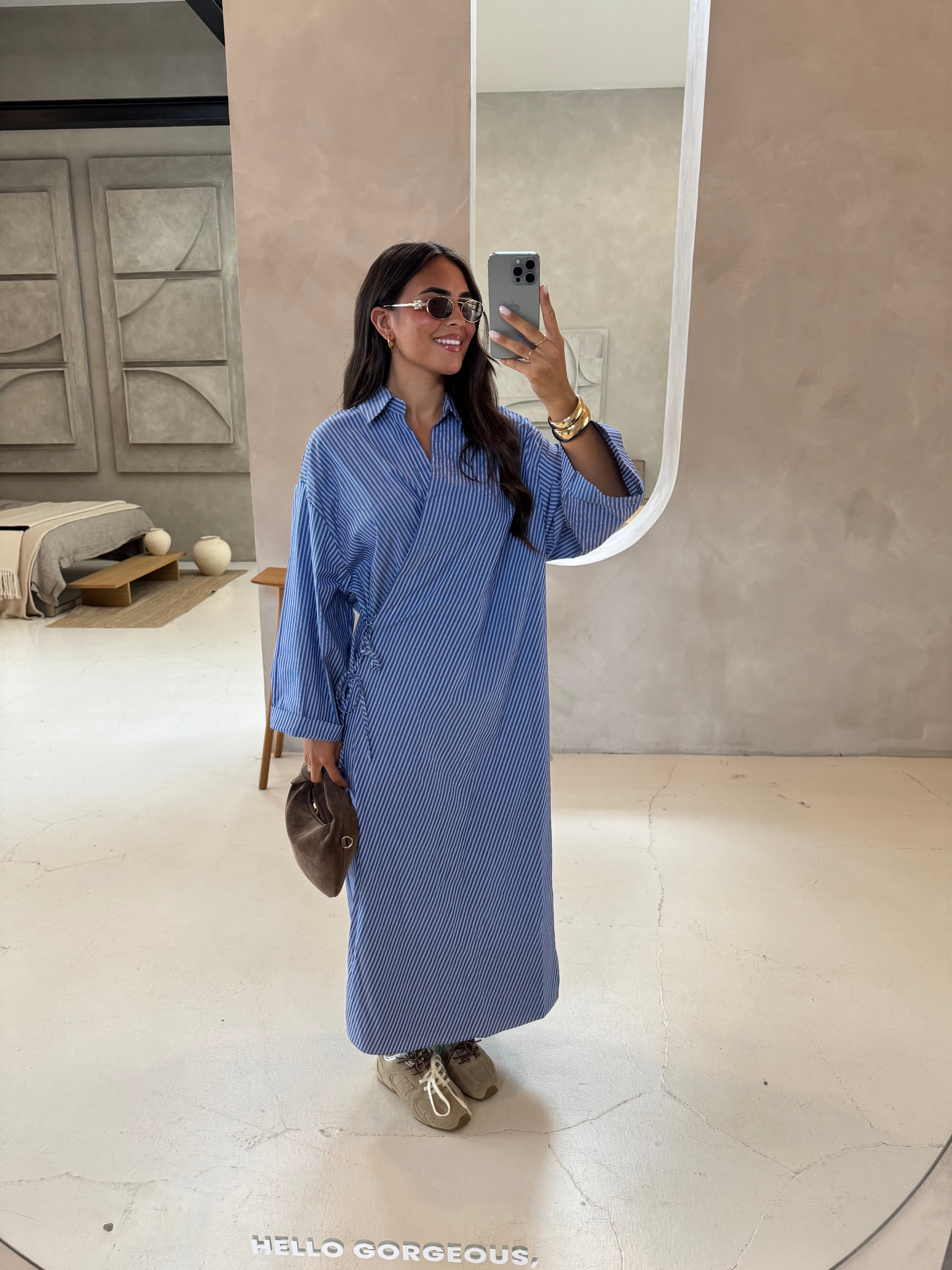 Robe longue à rayures bleu foncée (51127)