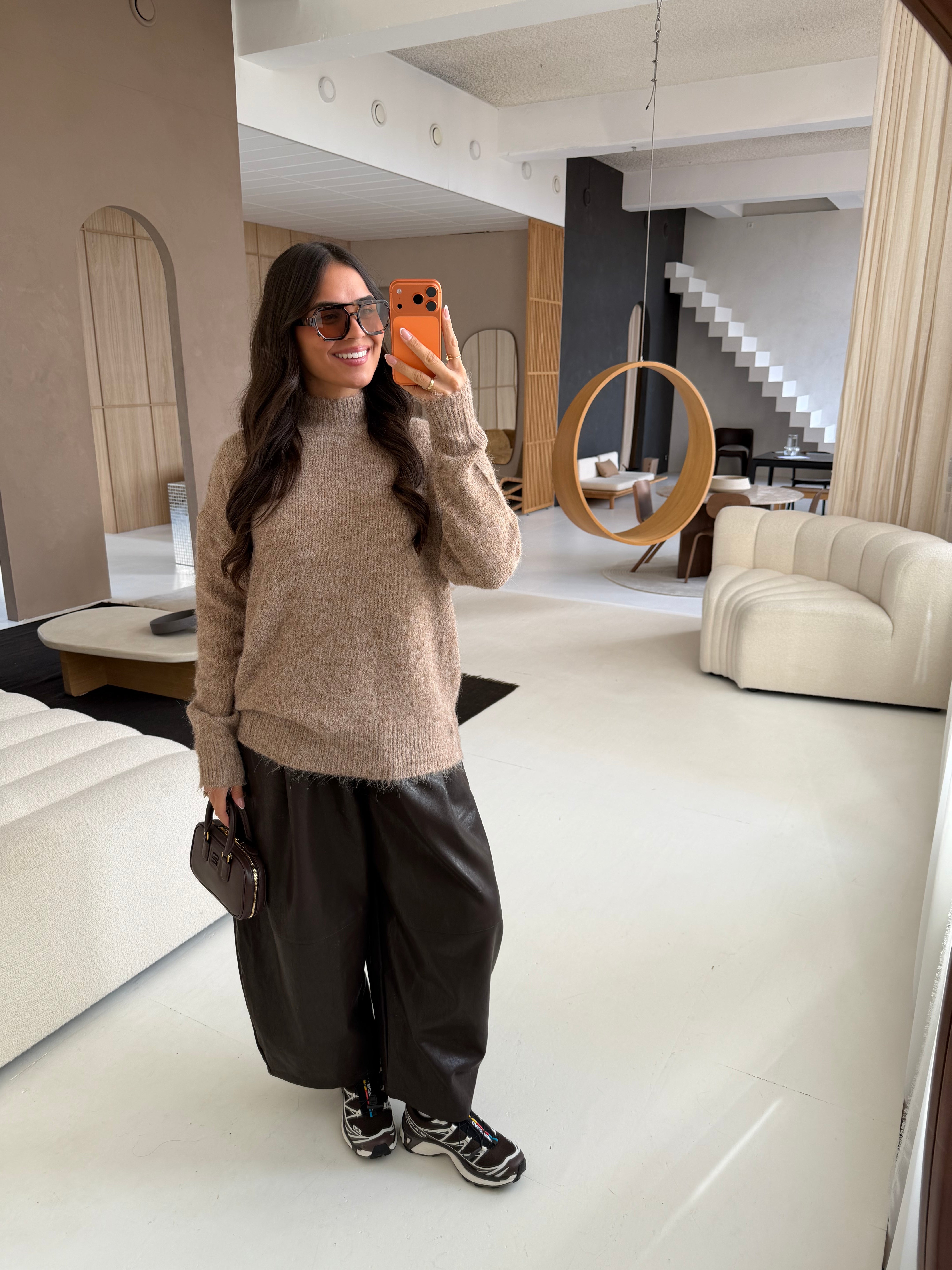 Pull col roulé camel IVIVI (XS009)