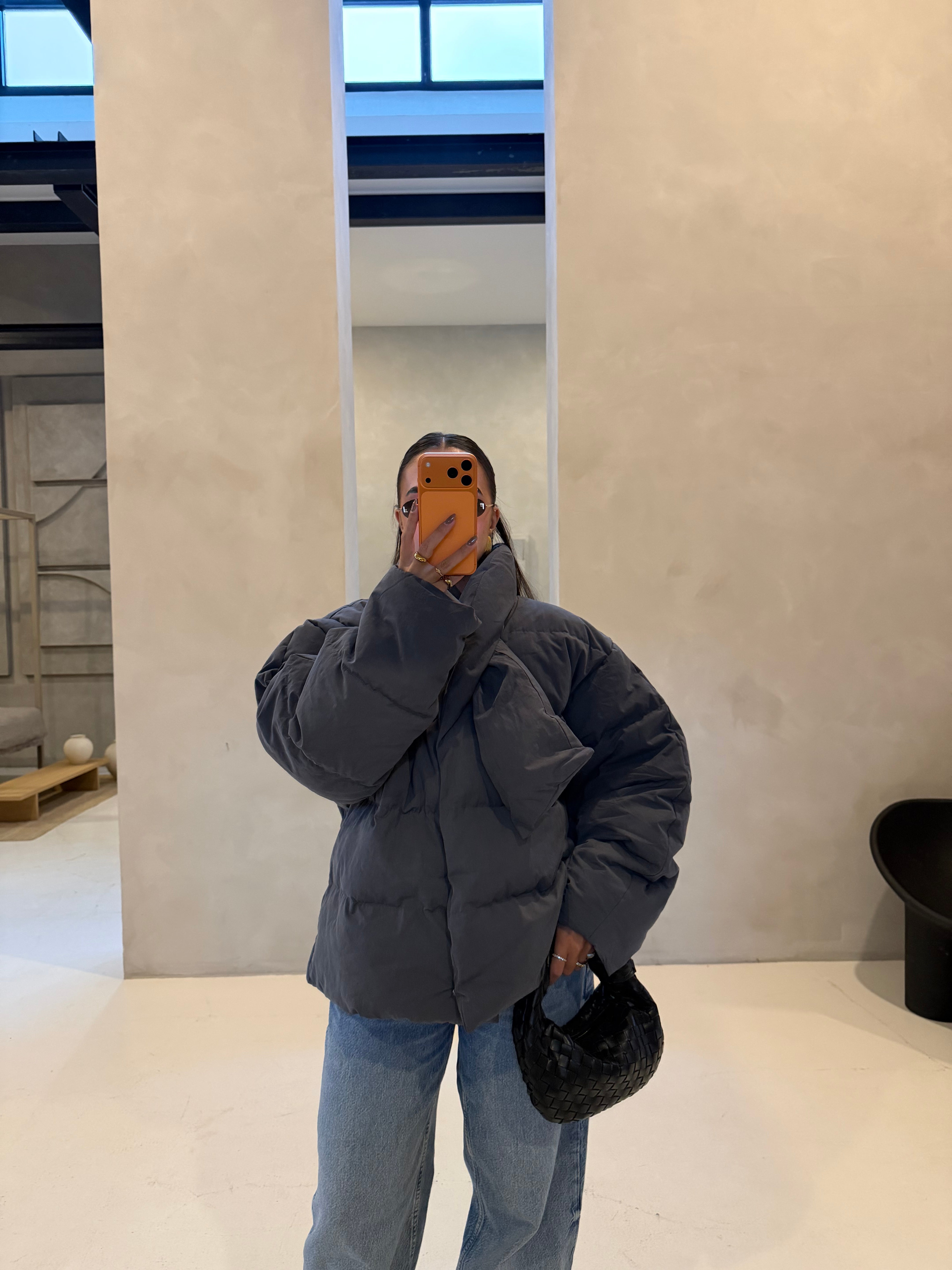 Doudoune courte grise (W25206)