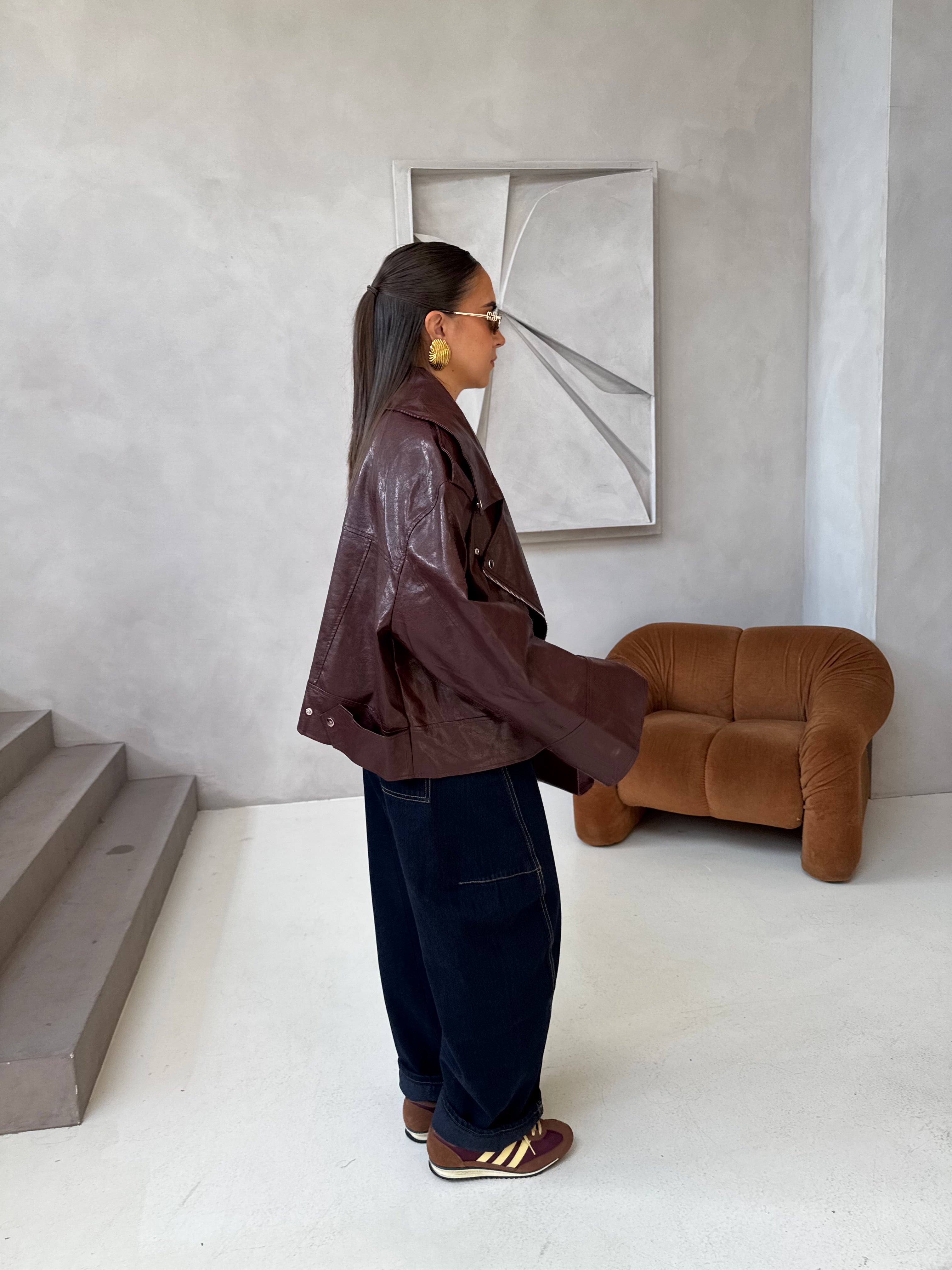 Veste HYPE simili cuir bordeaux (PU8020-1)