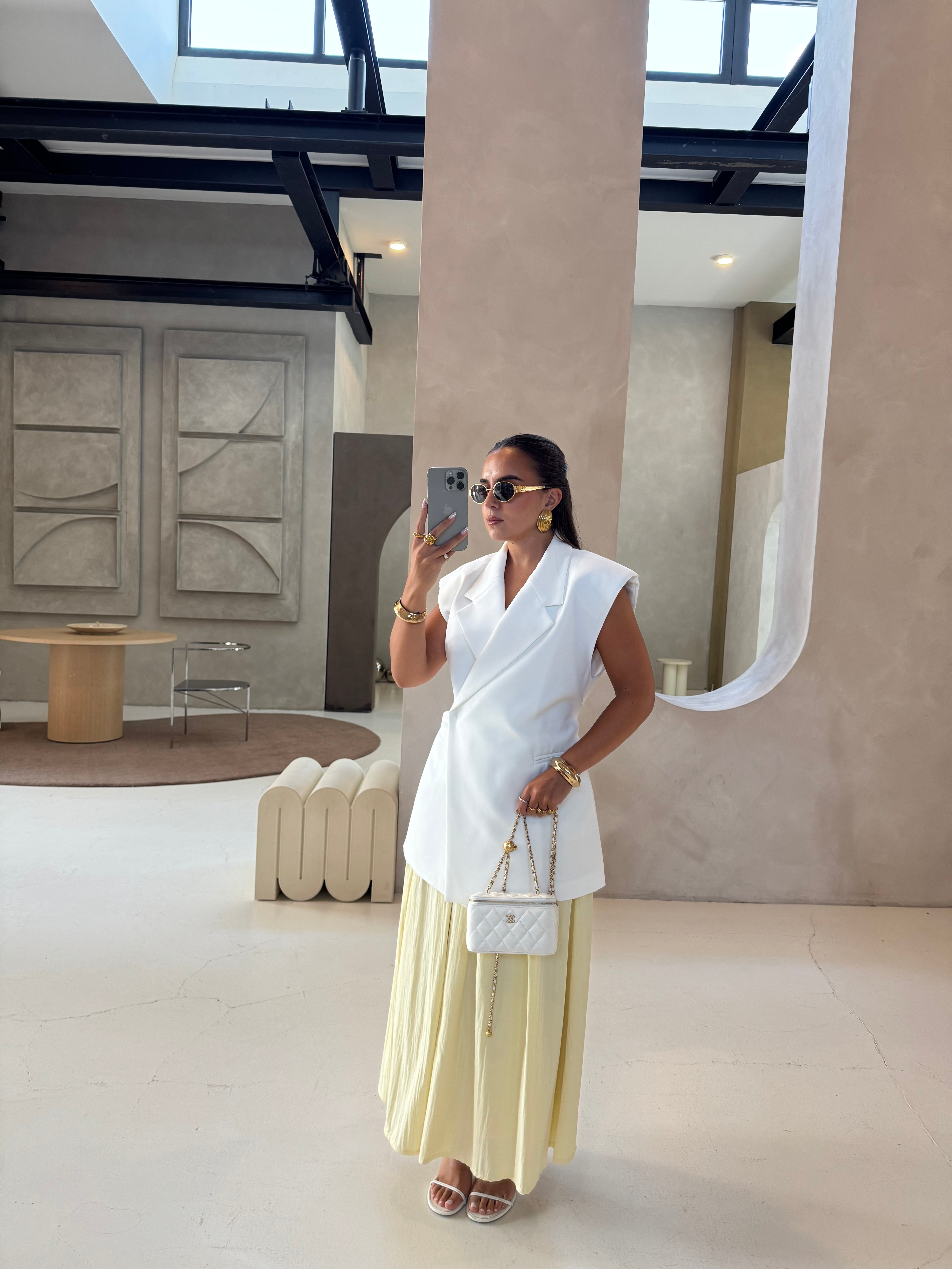 Blazer croisé avec ficelle blanc (W25223)