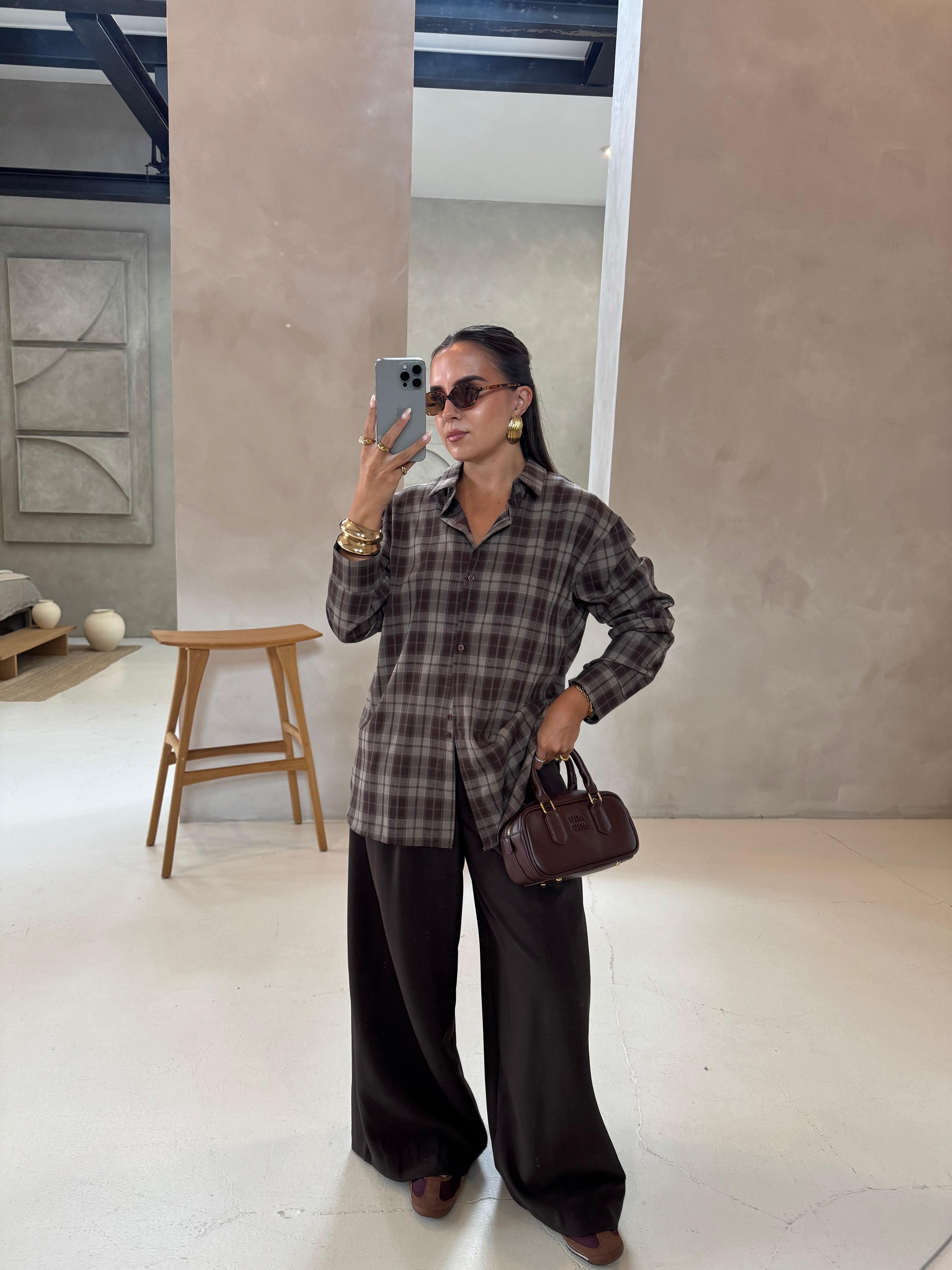 Chemise LYLY à carreaux marron (25CY906)