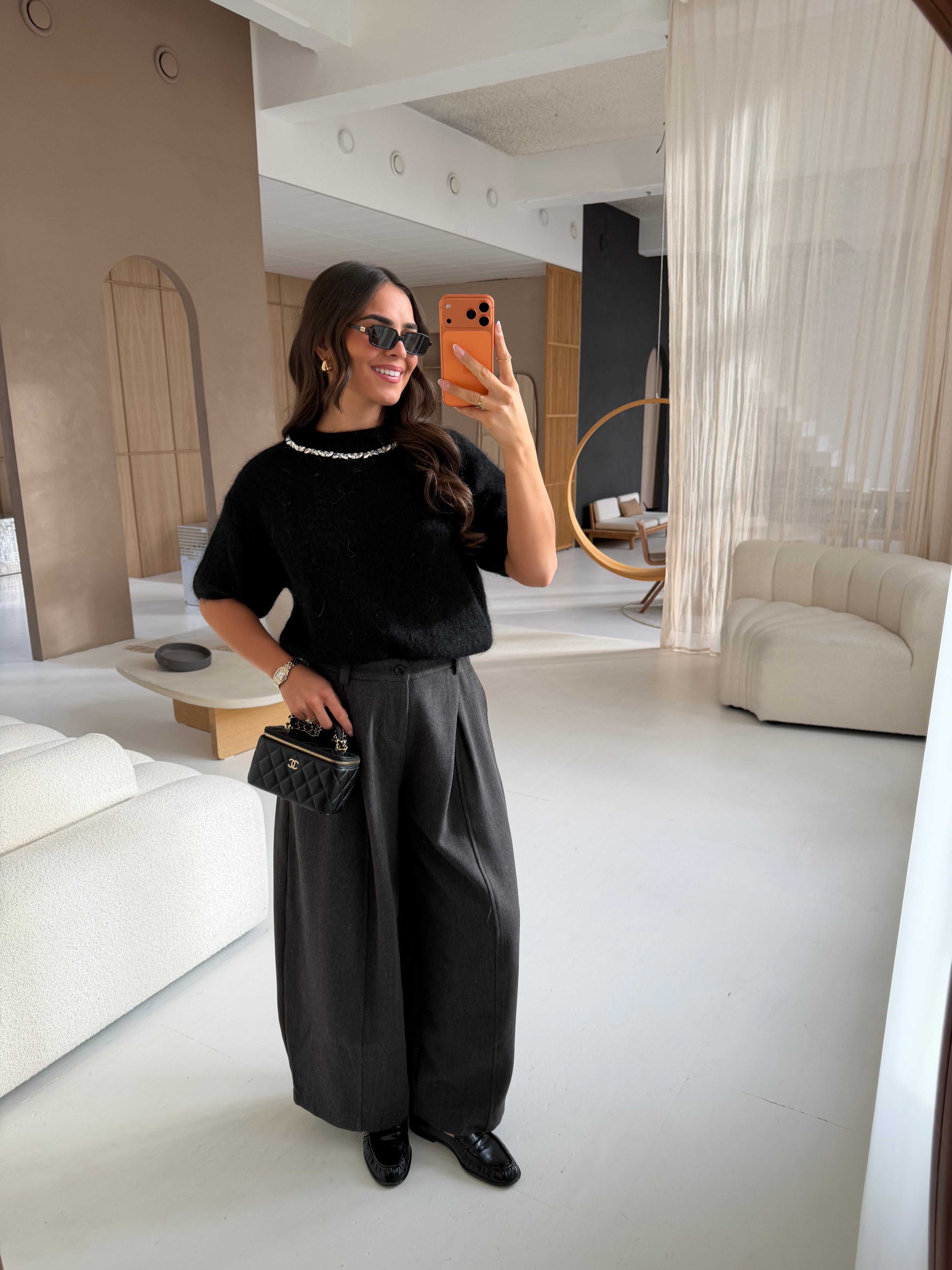 Pull mohair bijoux noir (24004)