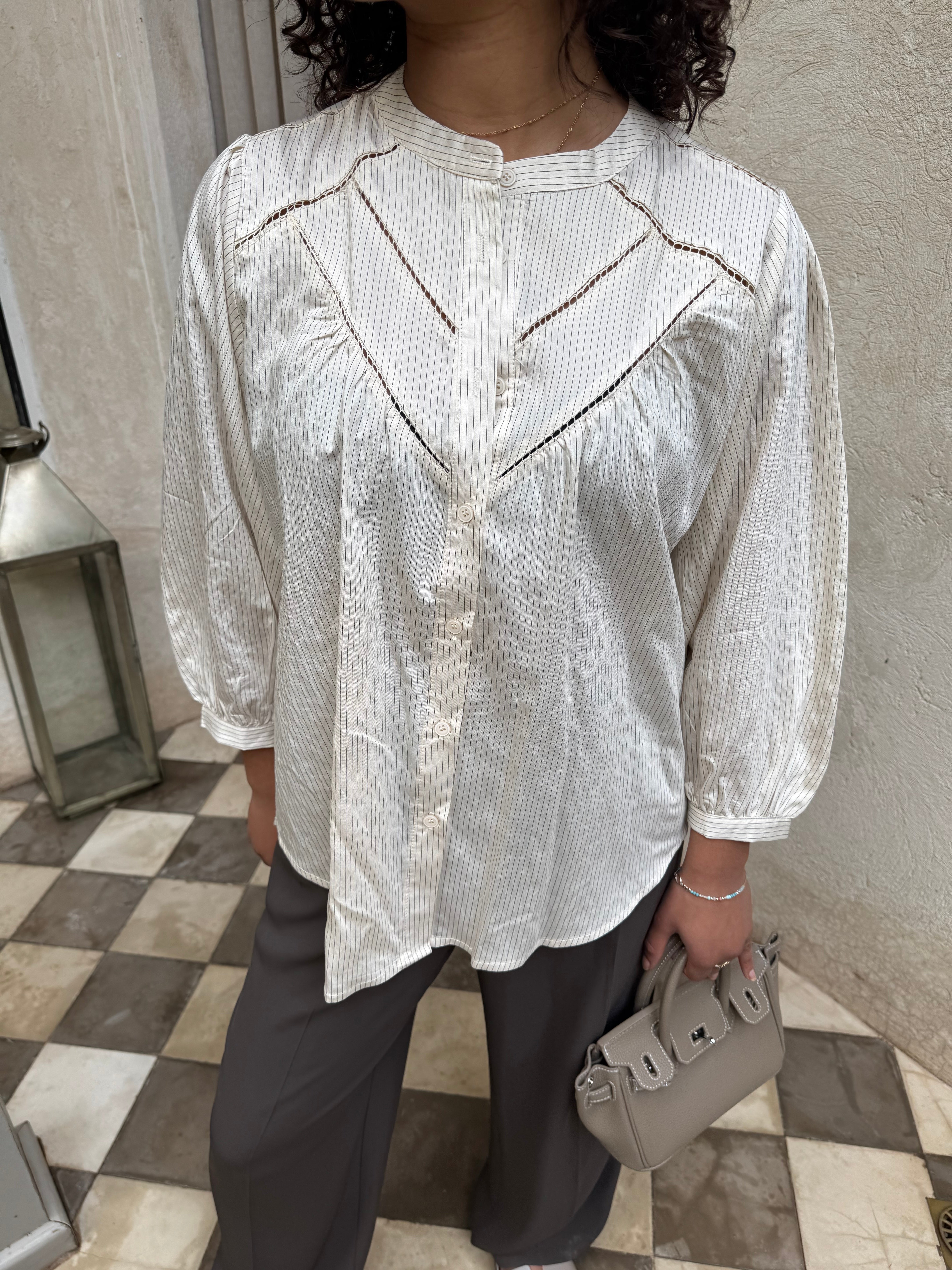 Chemise KIM beige à rayures (SC183)