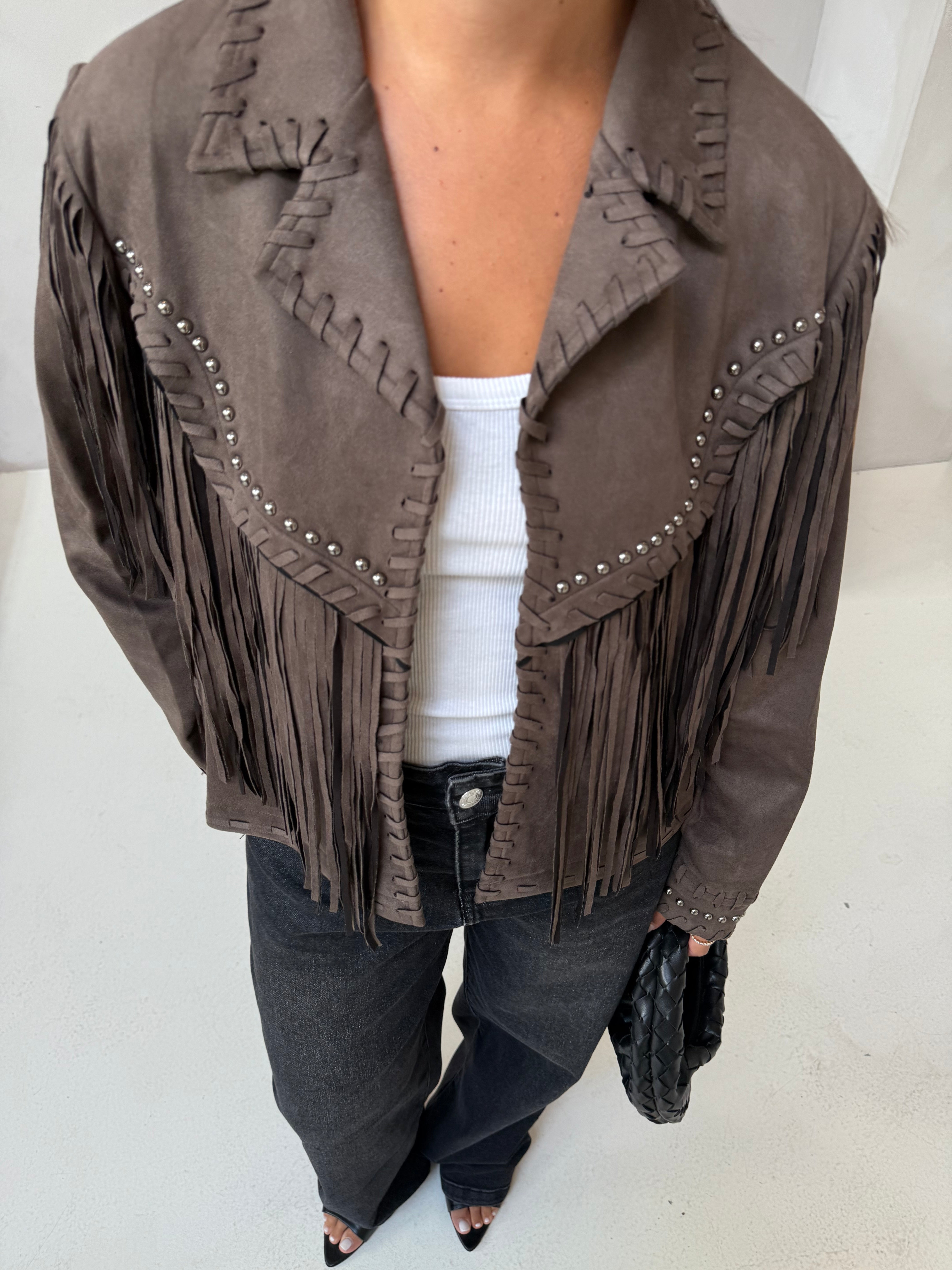 Veste MARK à frange marron
