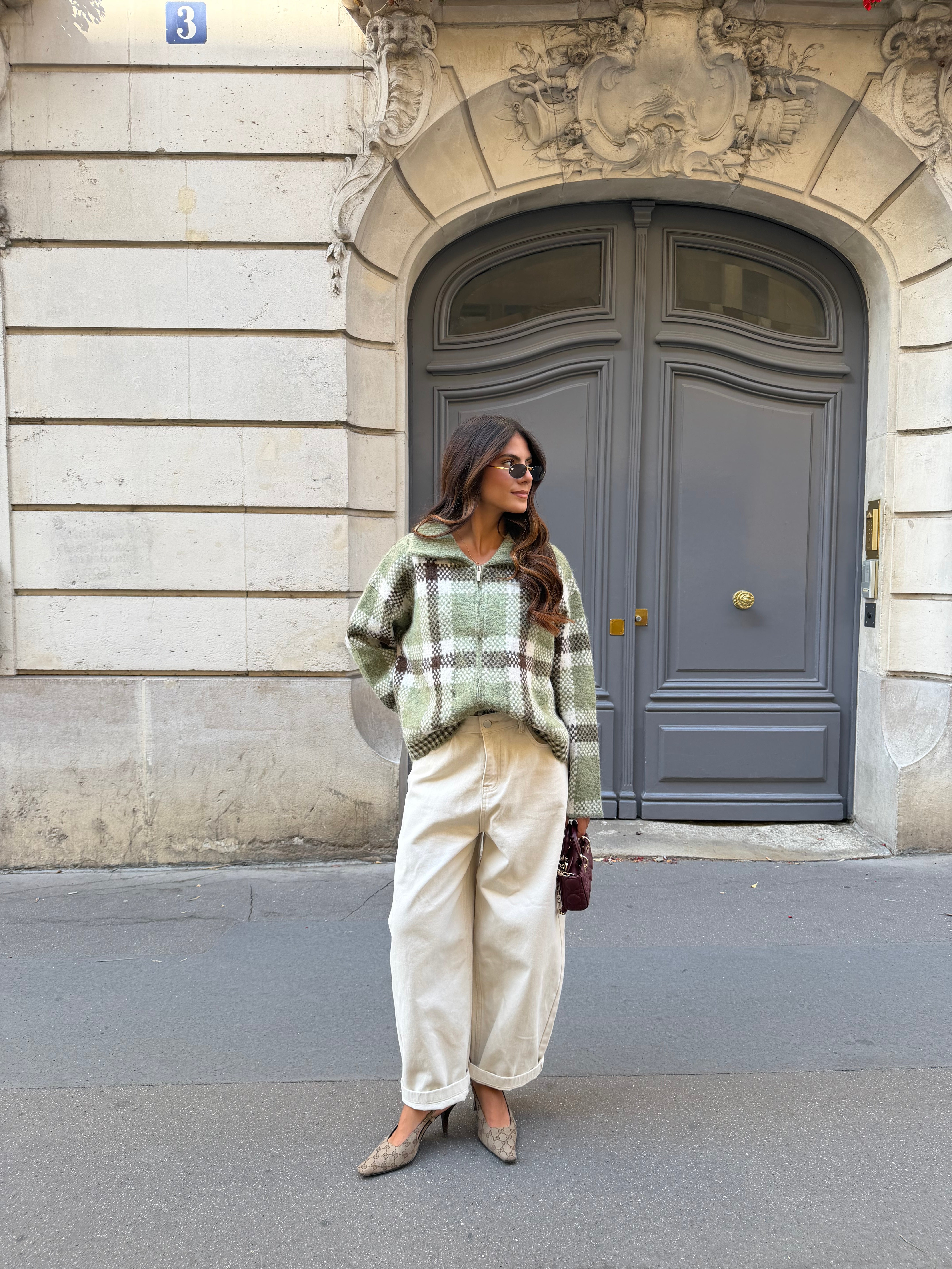 Gilet carreaux LAYA vert (2754)