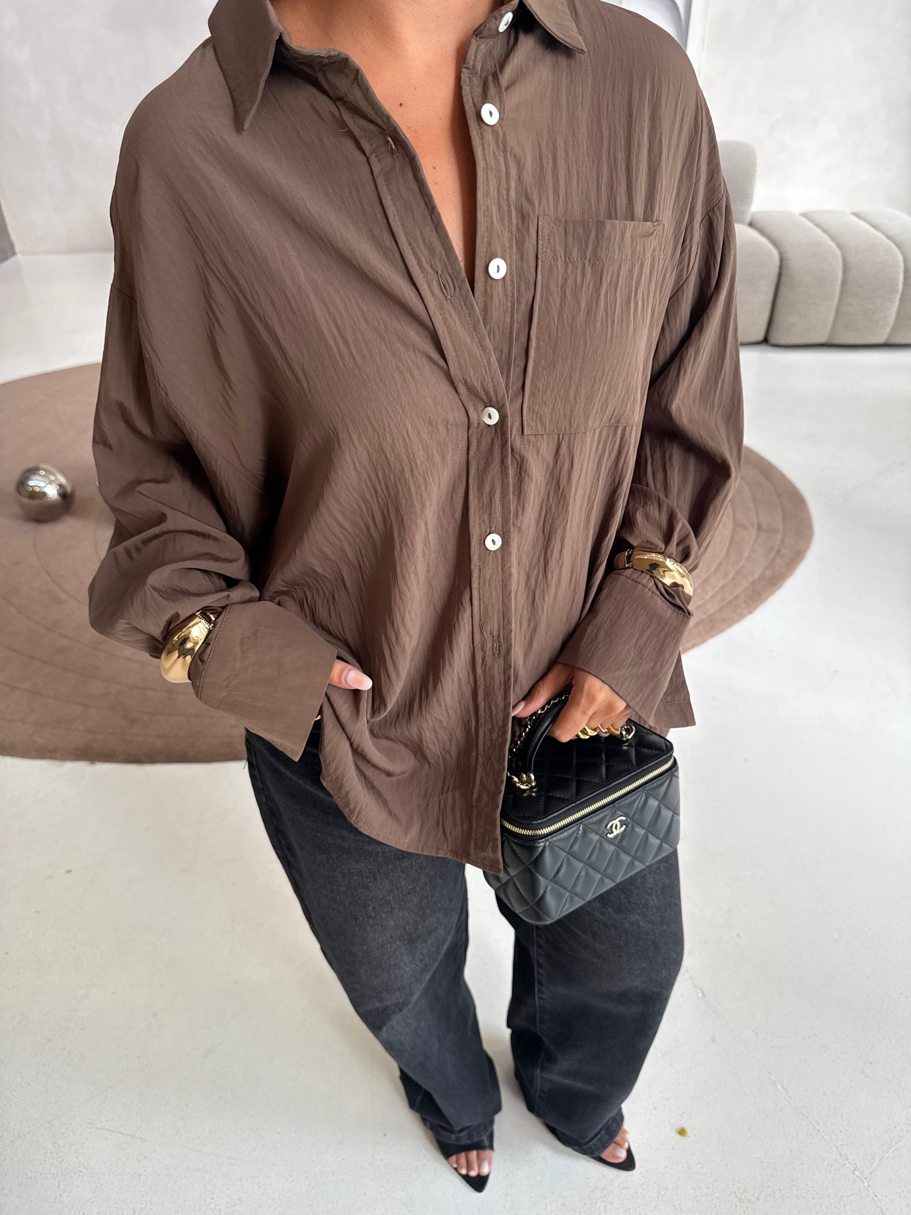 Chemise JANY poche marron (JY5105)