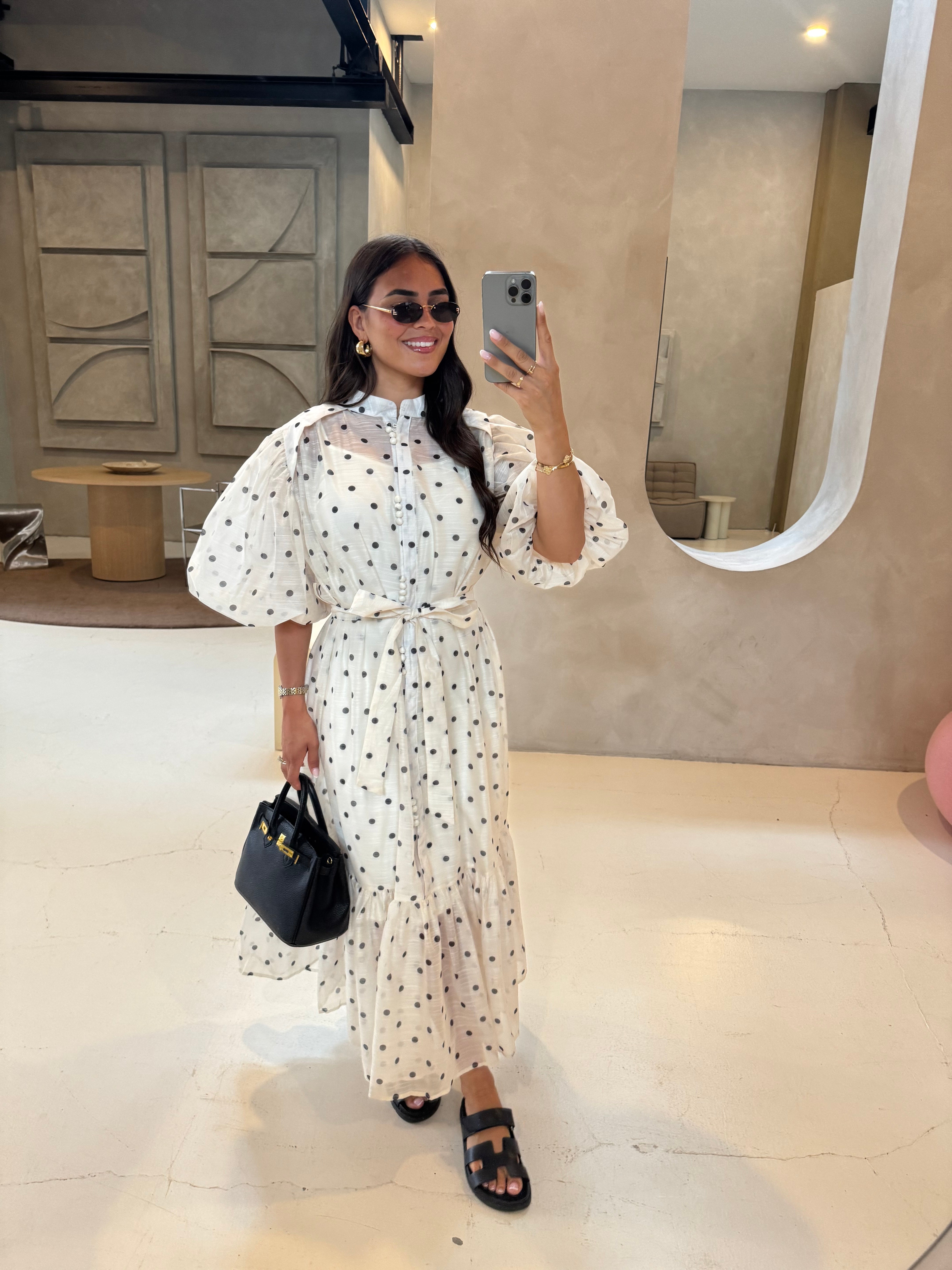 Robe MIA pois beige (R10165)