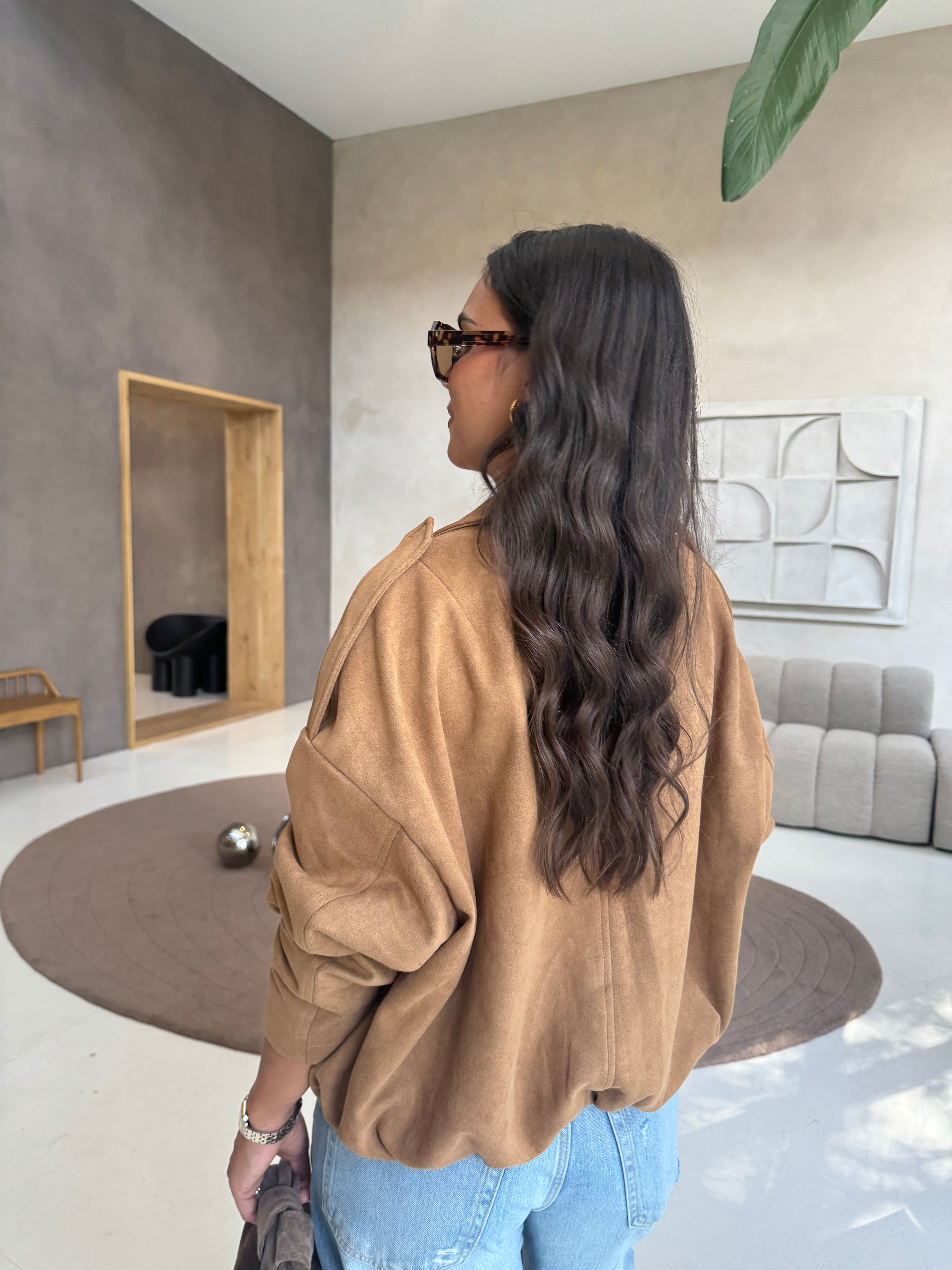 Bomber MELANY effet daim camel (8788)