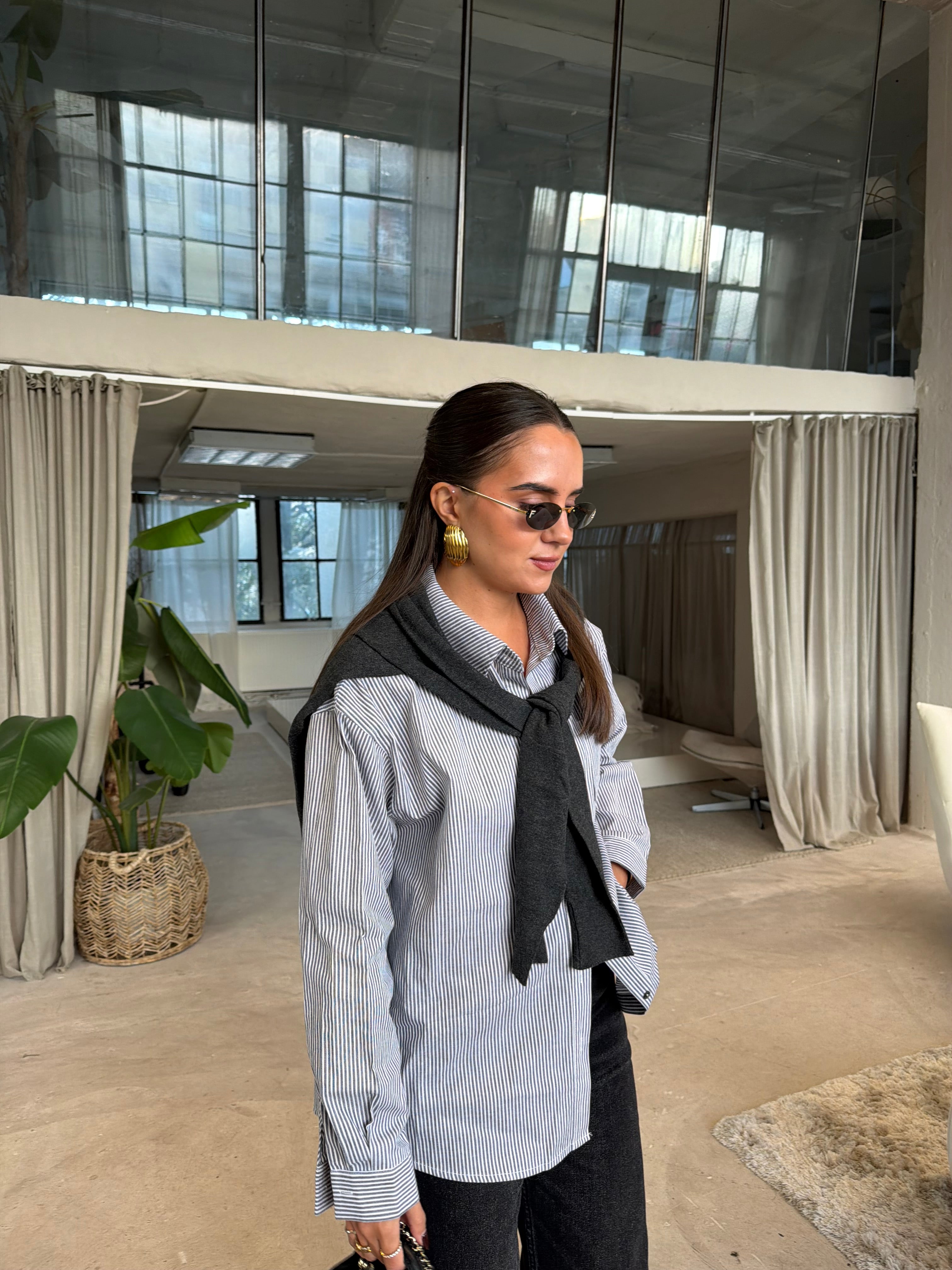 Chemise pull ELYS noire/grise (MA3381)