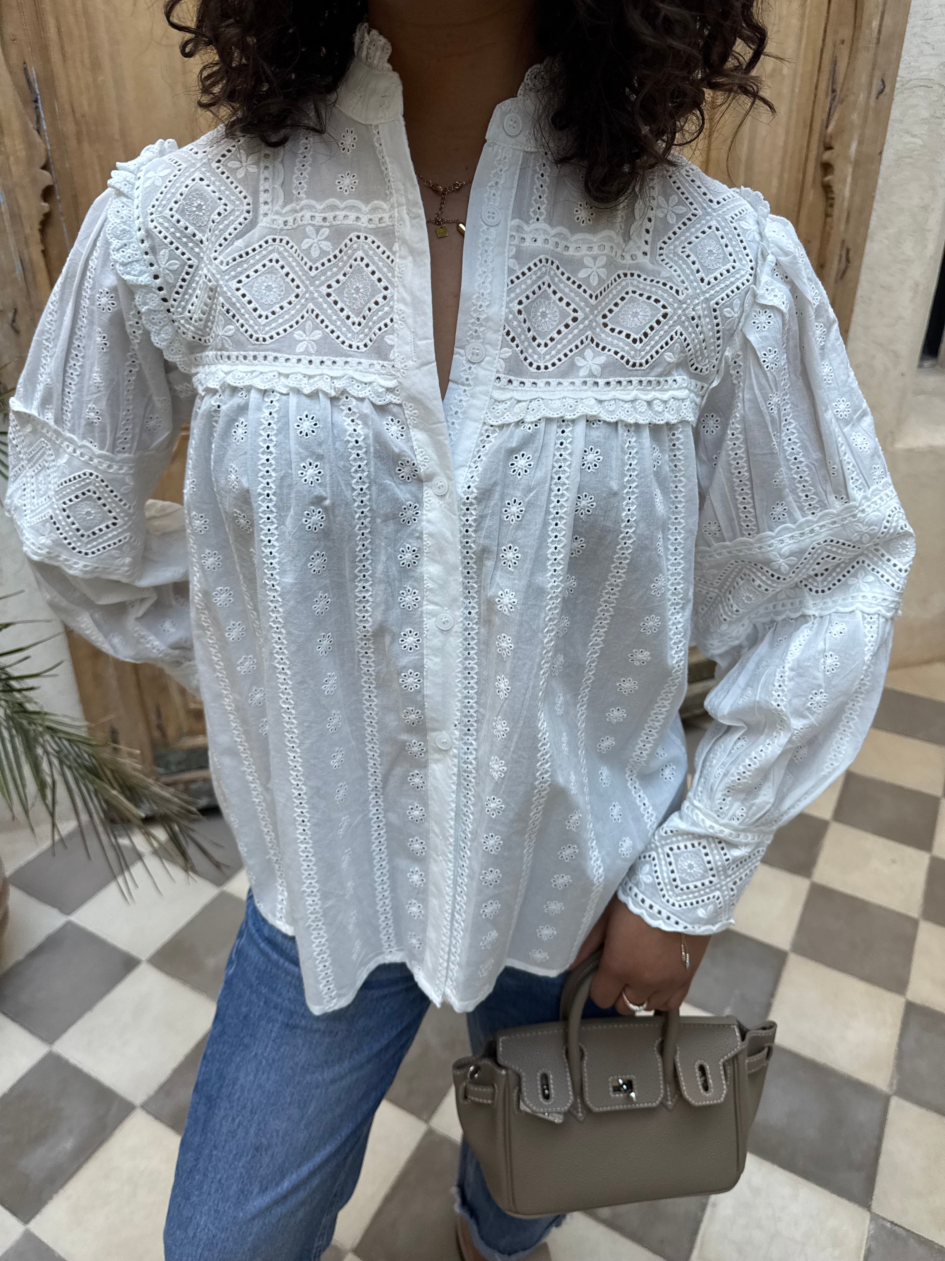 Chemise NOLWEN broderie blanche (SC158)