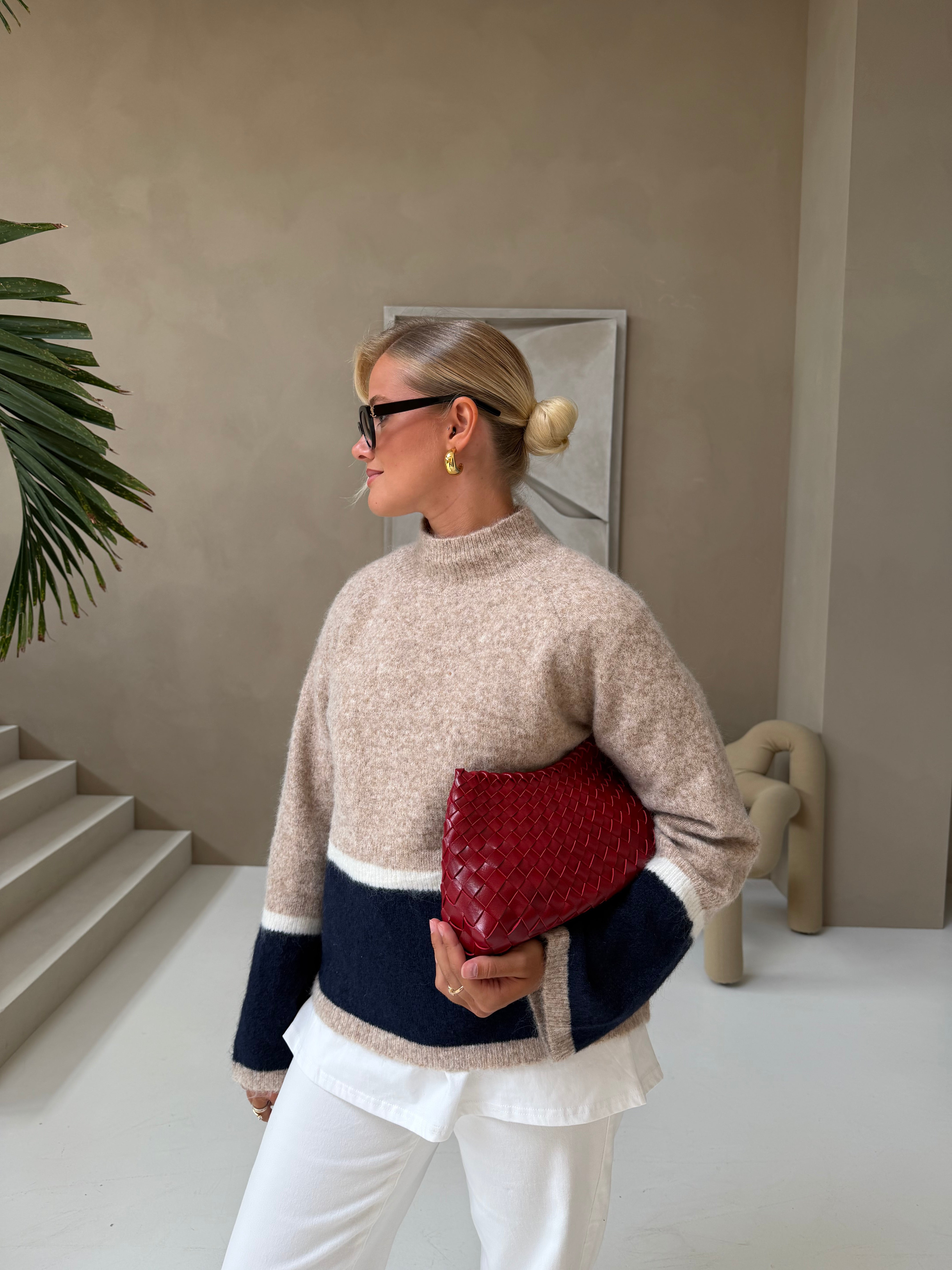 Pull GASAN beige bleu marine (GS2710)