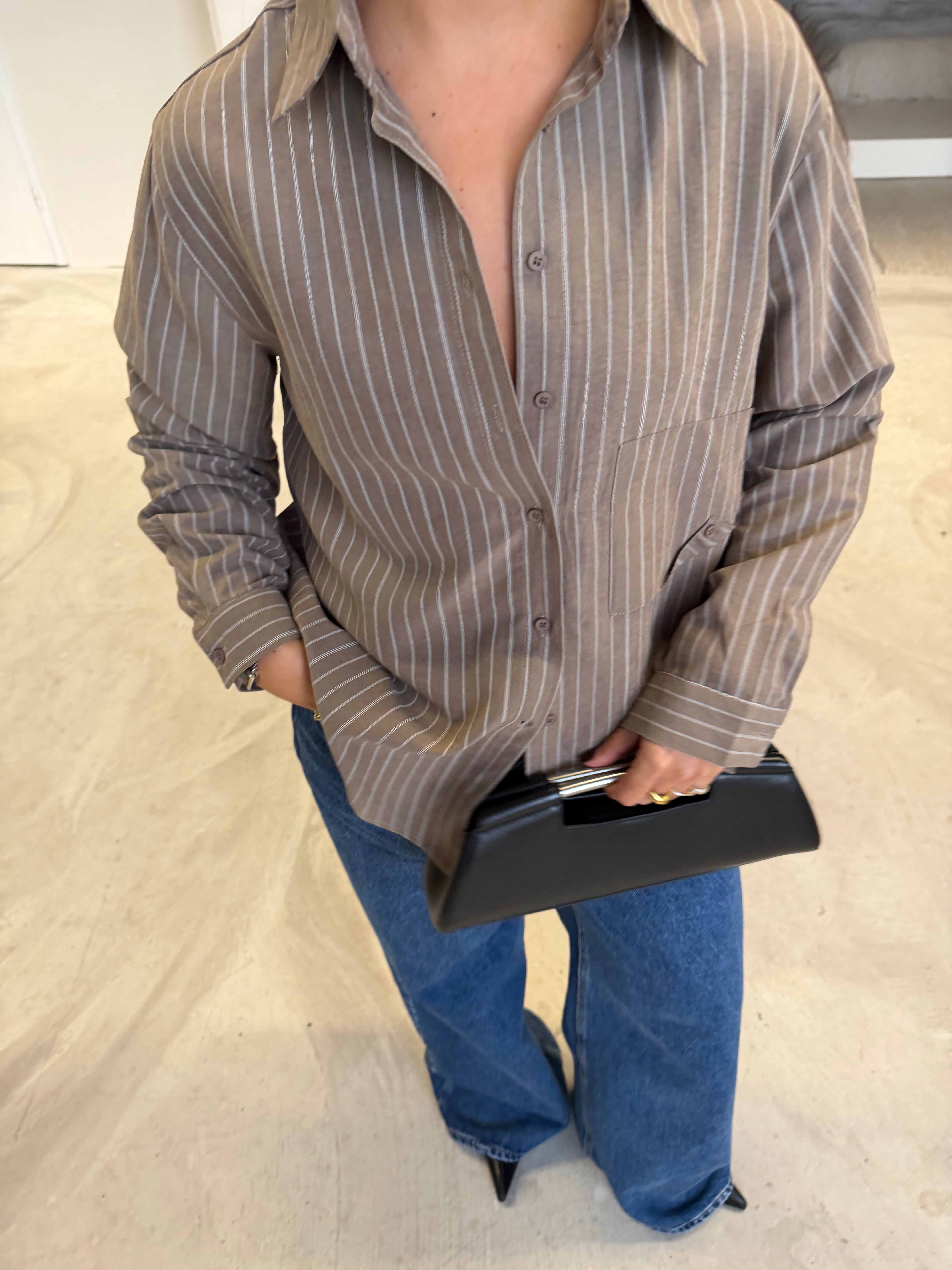 Chemise MADY rayures camel (25616)