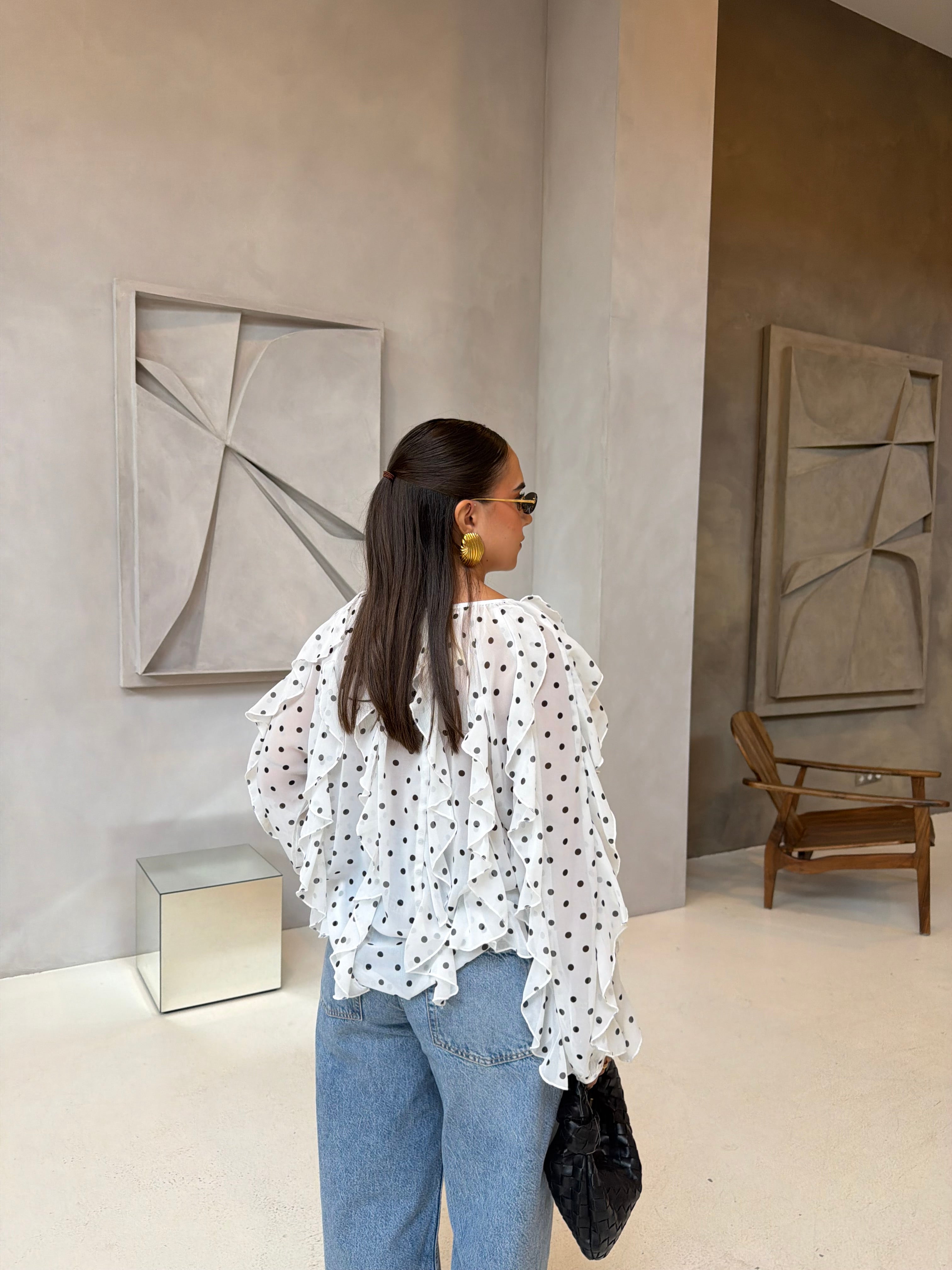 Chemise volant pois  (3898) unika