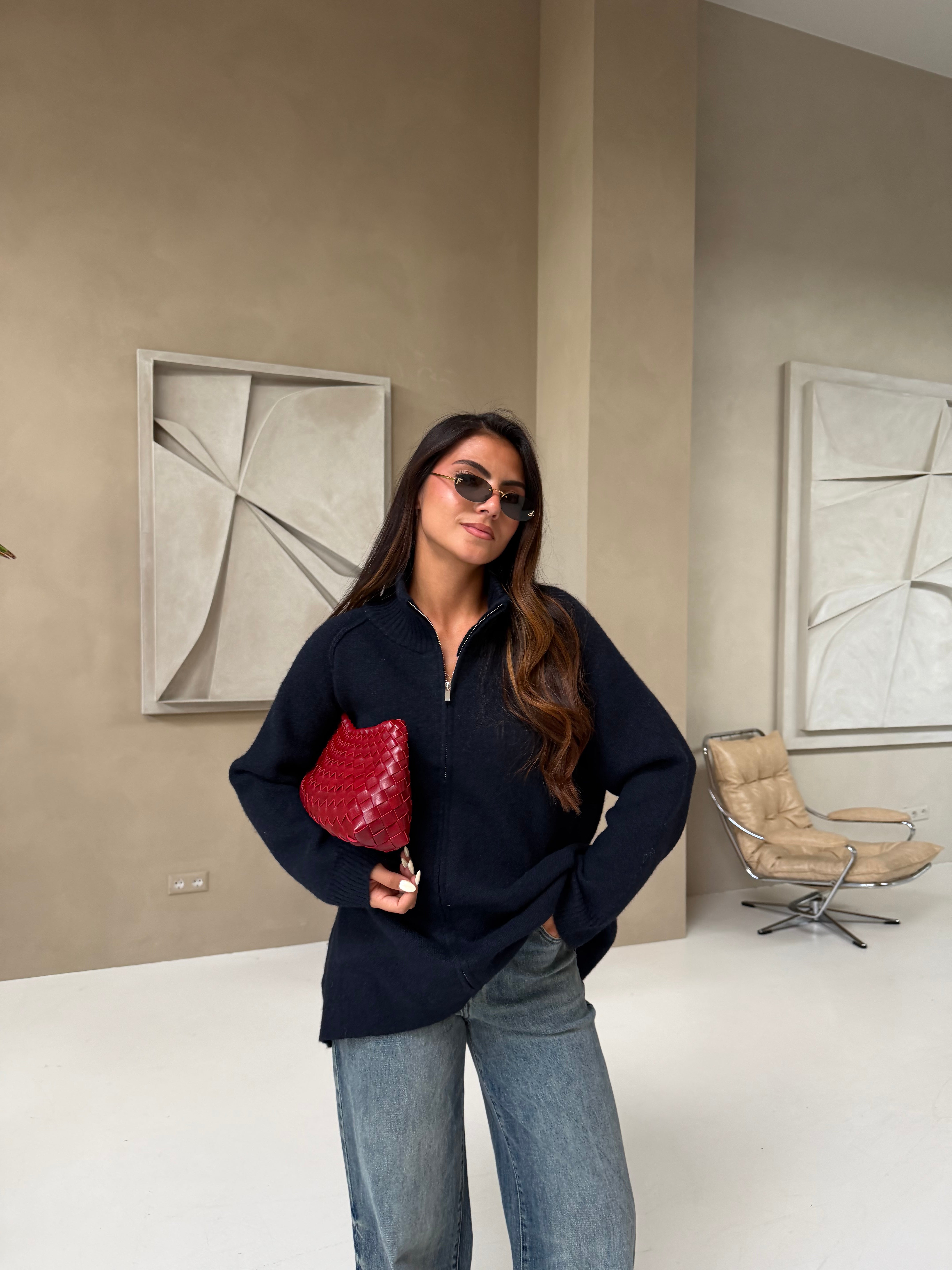 Gilet à zip UNI bleu marine (LC427)